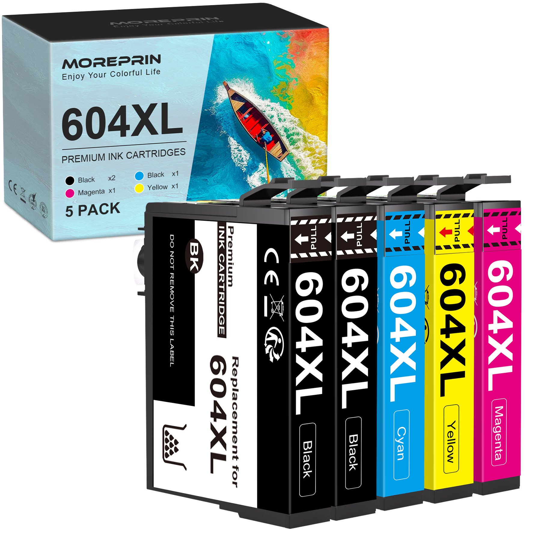 (5-pack) 604 Xl Printer Cartridges – Compatible 604xl Cartridges 604 Cartridges Multipack For Home Xp-3200, Xp-4200, Xp-2205, Xp-3205, Xp-4205, Xp-2200, Workforce Wf-2910, 2930, 2935, 2950