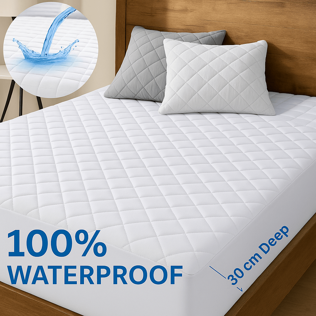   quilted extra deep waterproof quilted mattress protector fitted bed sheet cover topper bedding fits   30cm deep mattress