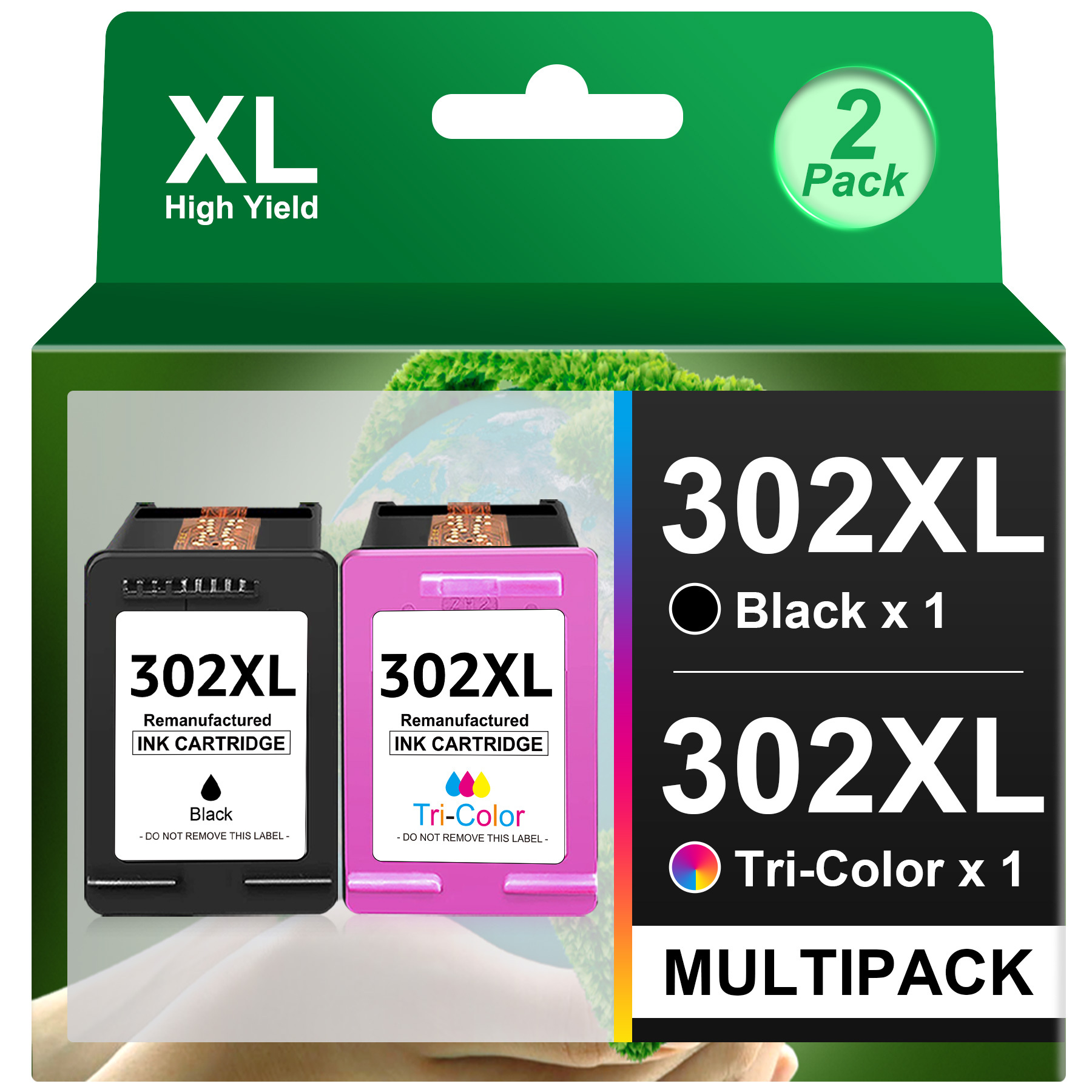 E-shop 2er-Pack 302 XL Druckerkartuschen-Multipack – 302XL-Ersatz für HP 302 Druckerkartuschen (Schwarz und Farbe) für HP 4525, 4520, 4522, 4523, 4524;