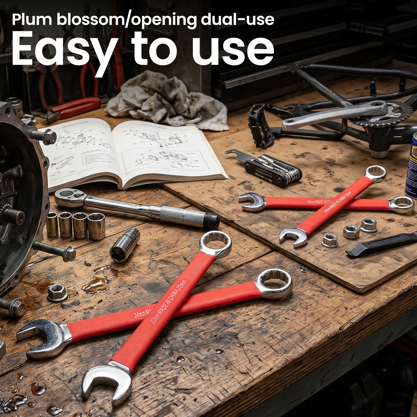 22pcs Heavy-Duty Metric Wrench Set with Storage Bag, Sizes 6-32mm