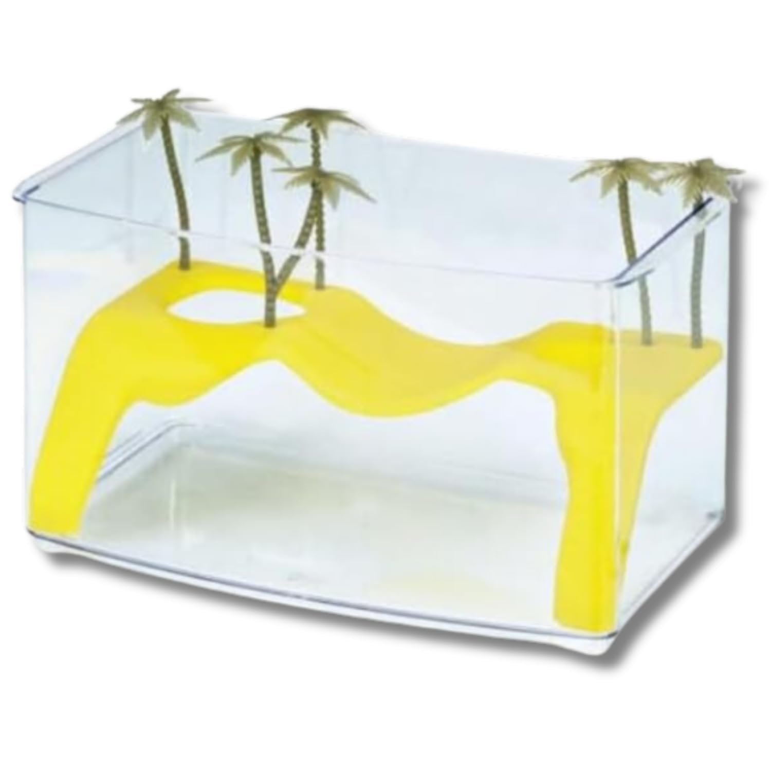 TEMU Pet' Naxos Tartarughiera Acquario per Tartarughe Vaschetta per Tartarughe piccole in plastica con isola palme 32x18x18cm