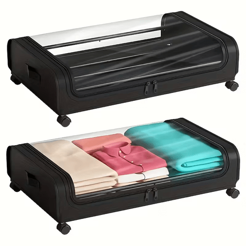 under bed storage box with lid space saving organizer for clothes shoes and accessories design suitable for home or dorm use trunks with zipper and observation window suitable for storing clothes bedding blankets decorating home