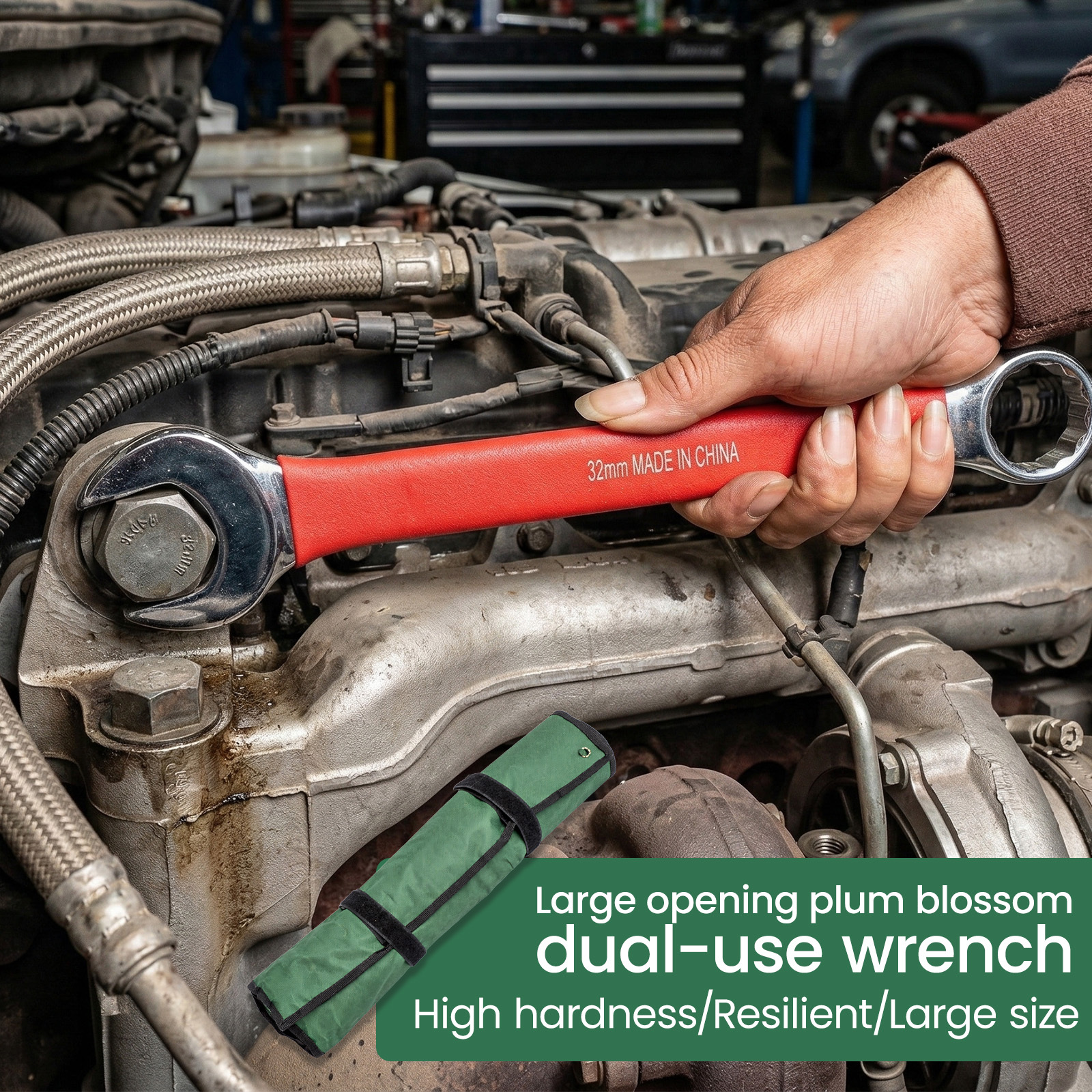 22pcs Heavy-Duty Metric Wrench Set with Storage Bag, Sizes 6-32mm
