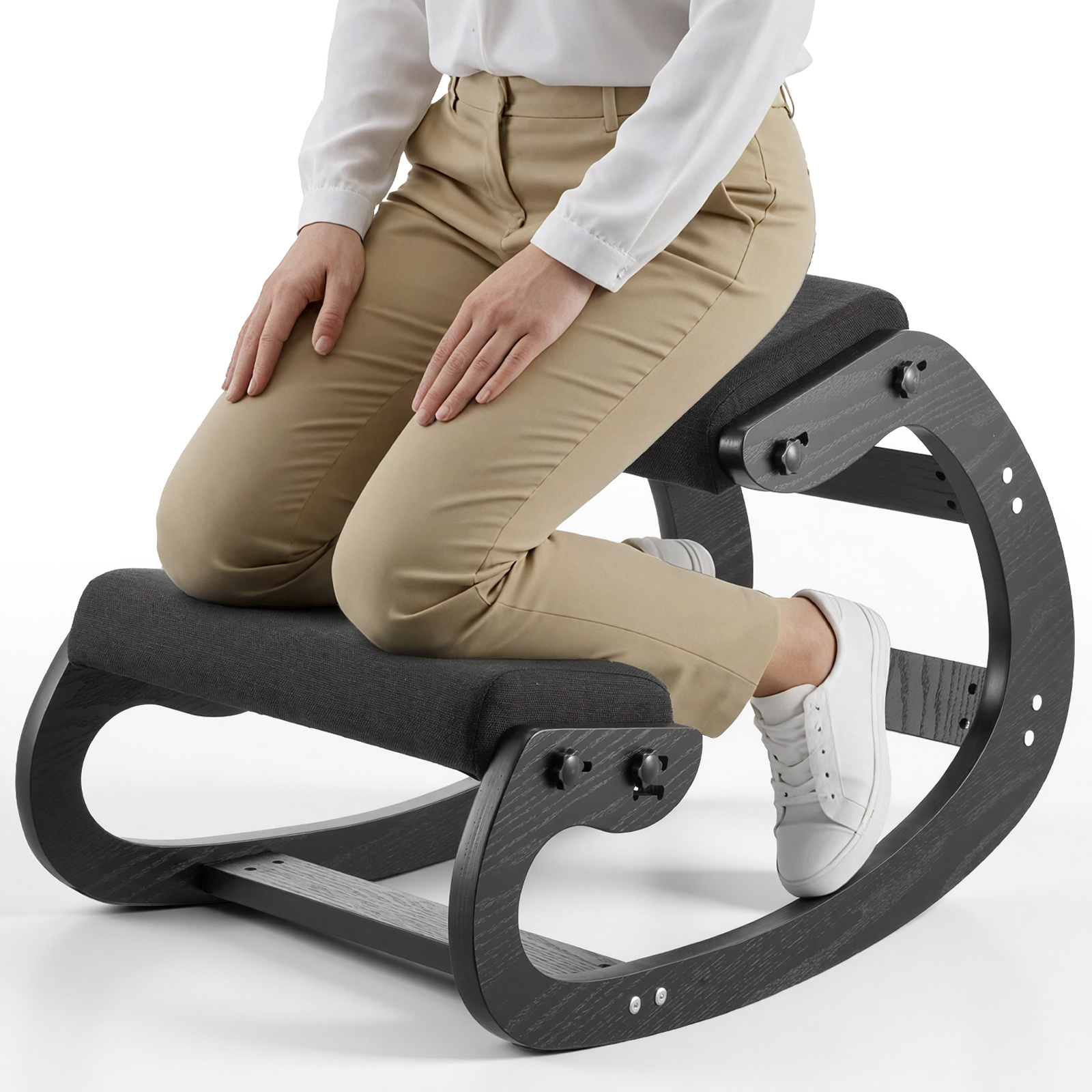 TEMU Vevor Ergonomic Kneeling Chair, Wooden Posture Knee Chair With Adjustable Thick Foam Cushions & Solid Wood Frame, Adjustable Height, Relief For