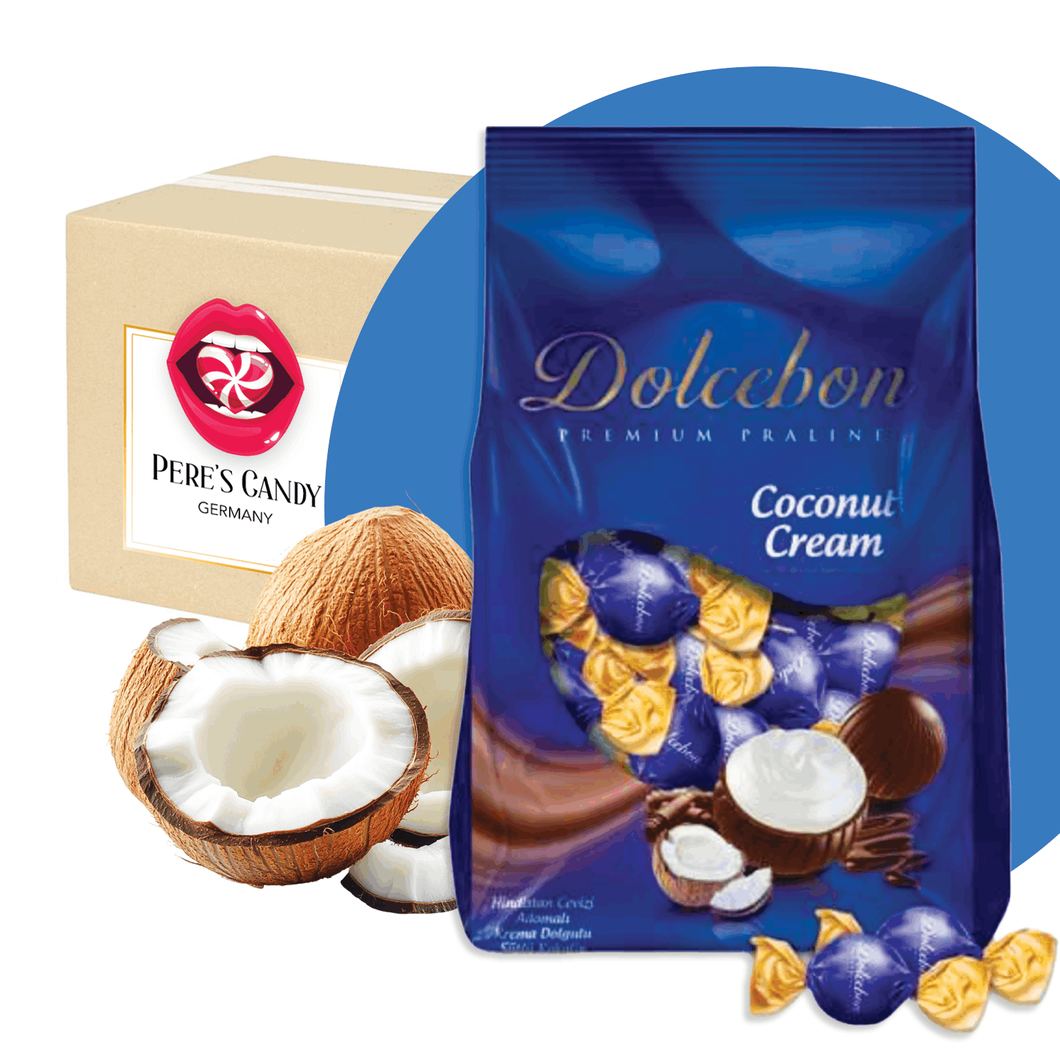 Image of Dolcebon Praline Coco 1kg, Pralines With Coconut Cream Filling And Milk Chocolate Coating