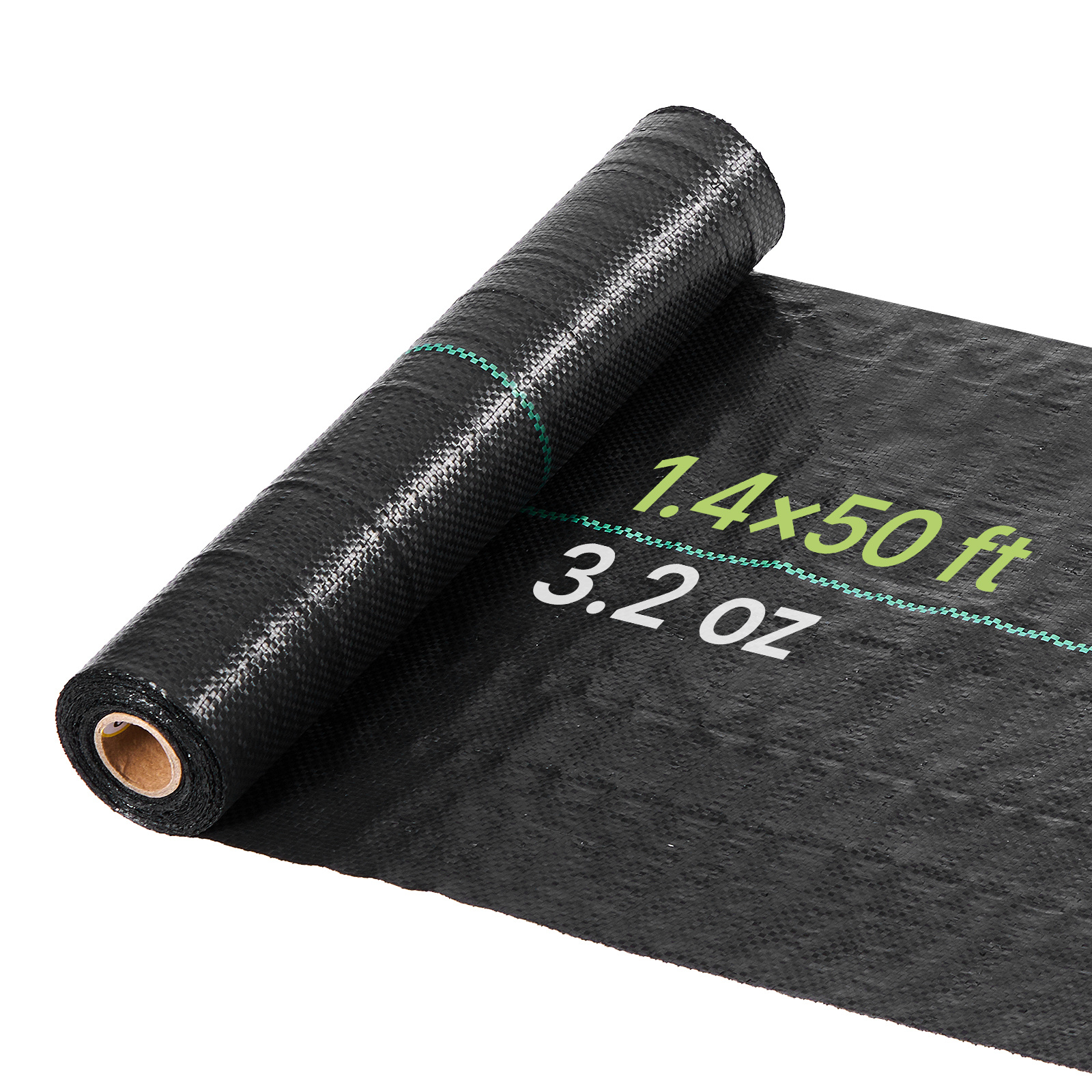 Image of Vevor Weed Barrier Fabric Heavy Duty, 0.4 X 15.2m 90.7g Landscape Fabric, Woven Weed Blocker Fabrics, Garden Fabrics Weeds Barrier, Weeds Control Ground Cover, Geotextile Webbing, Gardening Mat, Black