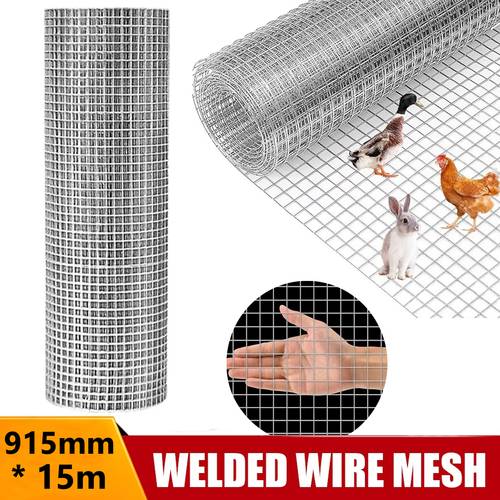 rollo de malla de alambre soldado galvanizado, 915mm x 15m, malla de acero resistente con agujeros cuadrados de 25x25mm, alambre de acero de carbono para vallas de jardín, gallineros, conejos, protección de plantas, protectores de árboles, proyectos de bricolaje para exteriores