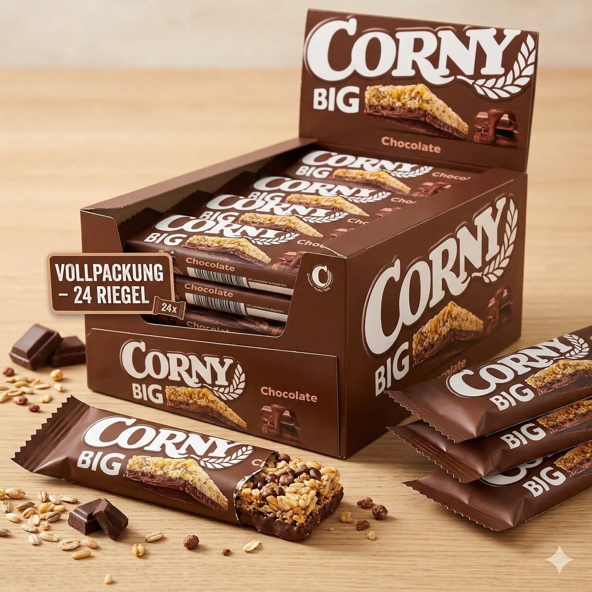 E-shop Corny BIG Schoko Müsliriegel Großpackung 24 x 50g – Müsliriegel mit Schokolade & Erdnüssen – Knuspriger Snack