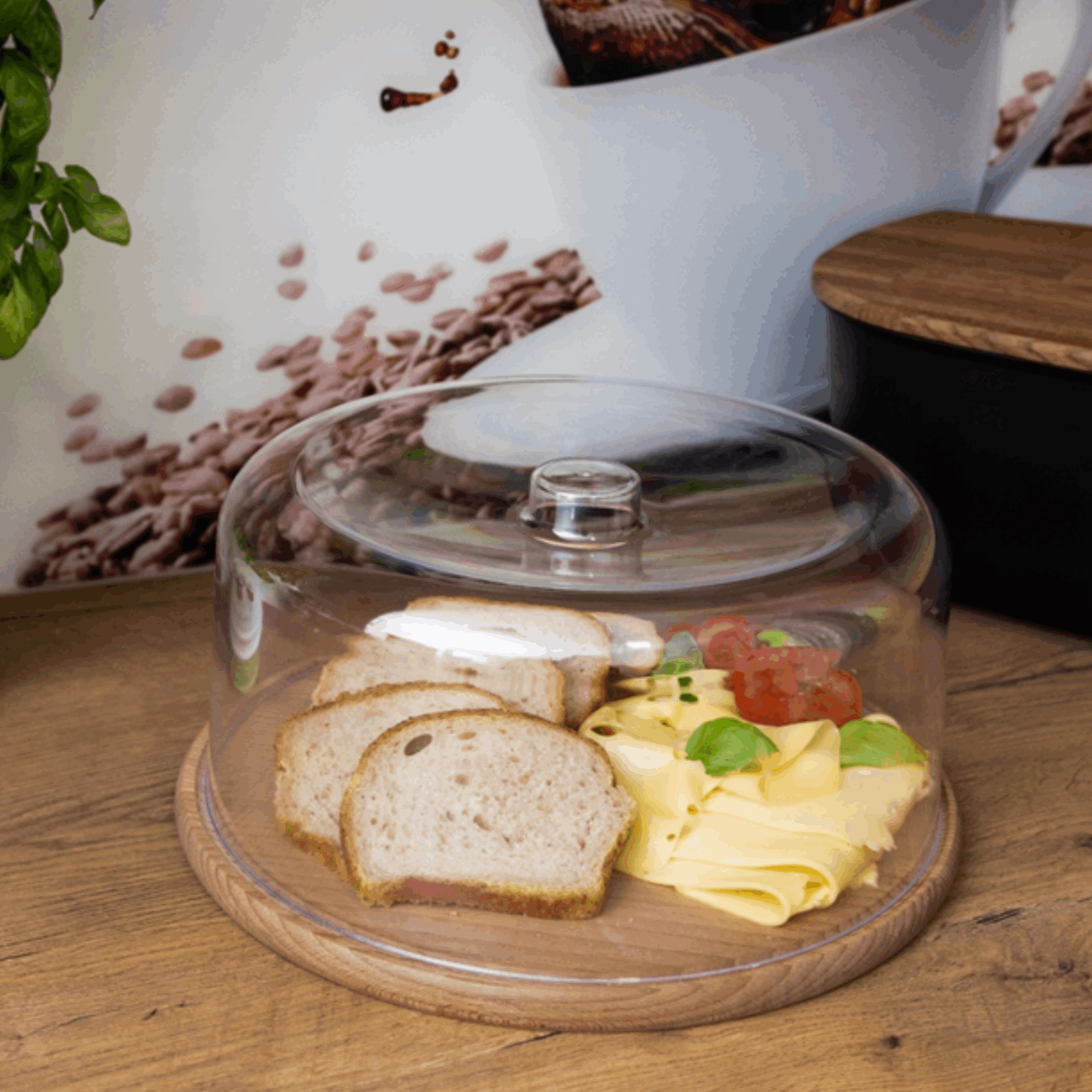 TEMU Cake Container With Cm Lid - Wooden Cake Stand For Tortes And Pastries, 2-in-1 Serving And Storage Function, Elegant Natural Wooden Base For The
