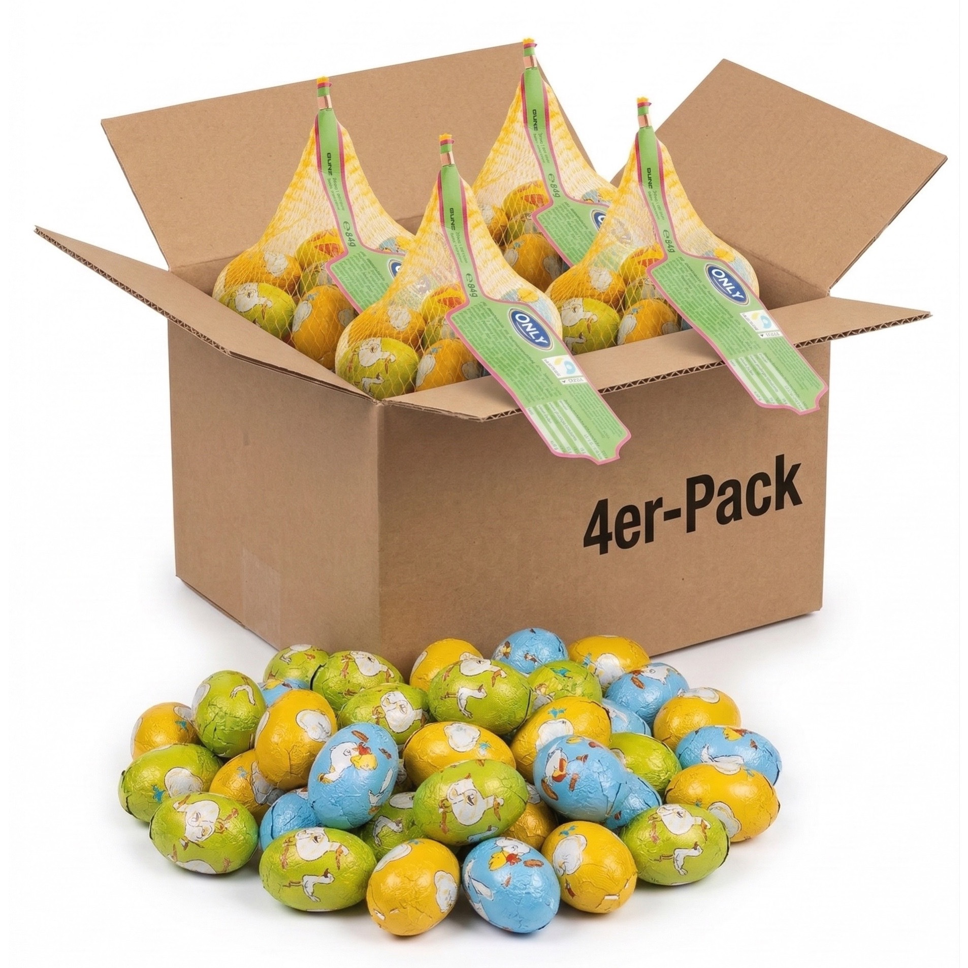 E-shop Milchschokoladeeier mit Haselnusscremefüllung 4er Pack (4 x 84g) – Zarte Schokolade mit cremiger Haselnussfüllung – Oster Süßigkeiten