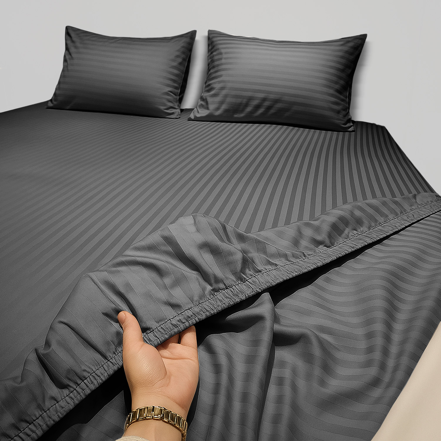 1pc extra deep striped fitted sheet 40cm soft comfortable microfiber bedding breathable smooth machine washable bed sheet suitable for bedroom