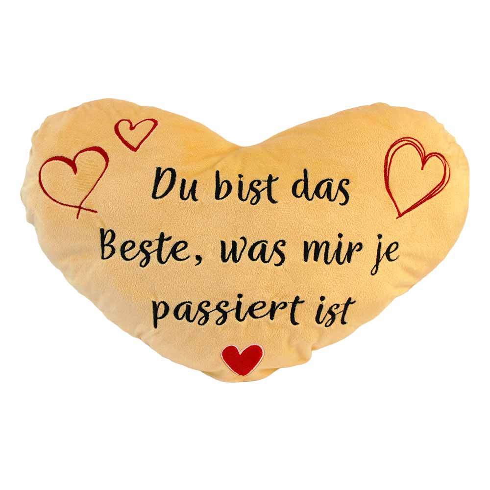 Image of Gray Heart Pillow With Quote - "you're The Best Thing That Ever Happened To Me" - Embroidered Hearts - - Valentine's Day Gift