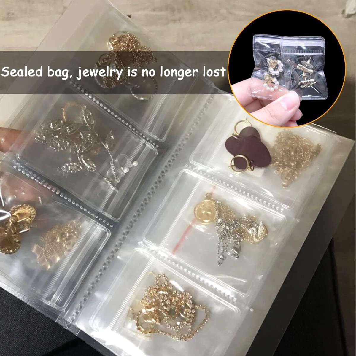 Image of Transparent Jewelry Storage Book, Thickened Transparent Pvc Plastic Bag For Ring Earrings Necklace Bracelet (84 Grid + 100 Pvc Bags)