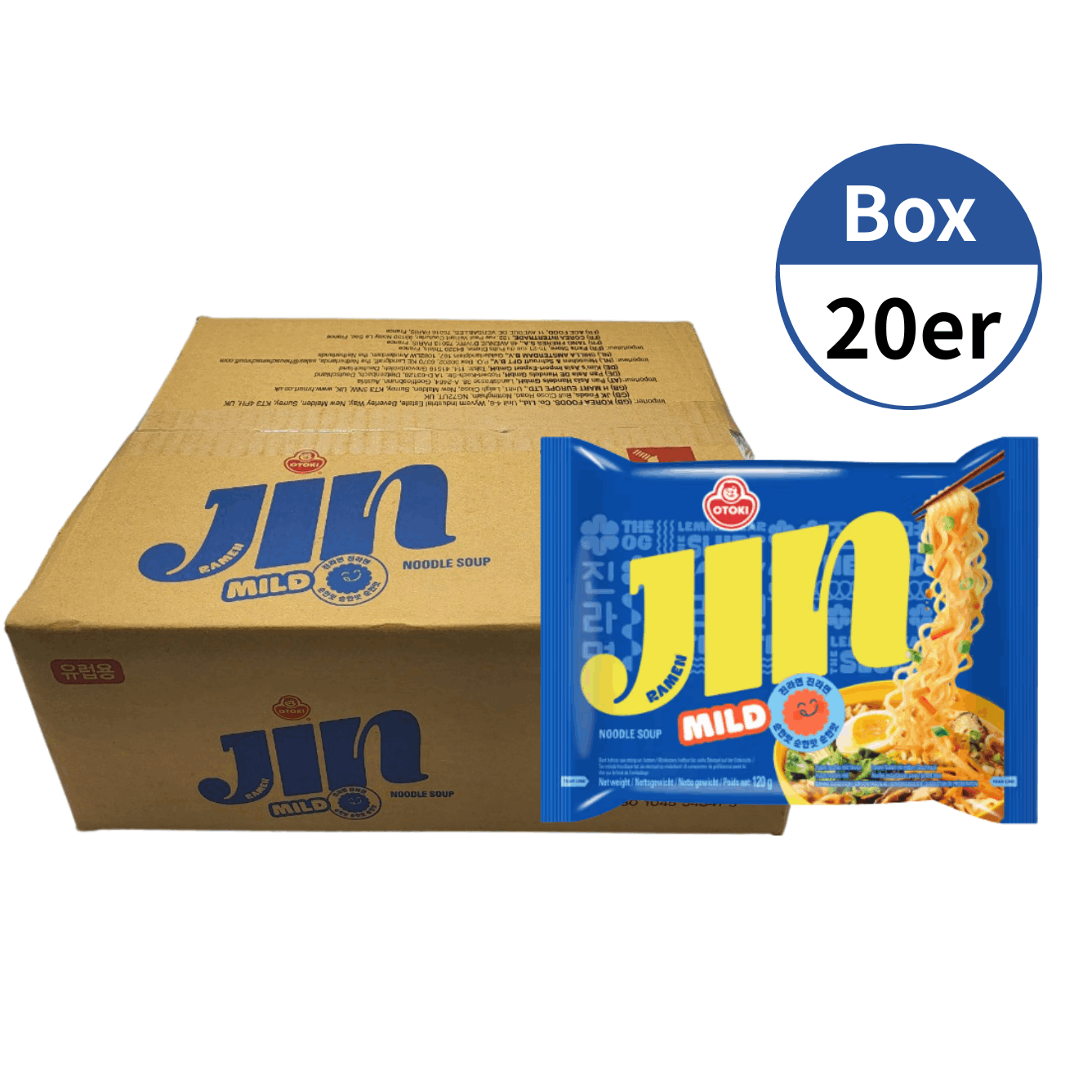 Image of [kocket's Mega ] 20-pack Ottogi Jin Ramen Mild – Original Korean Instant Noodles In A Large Carton | Unbeatable For K-food Fans!