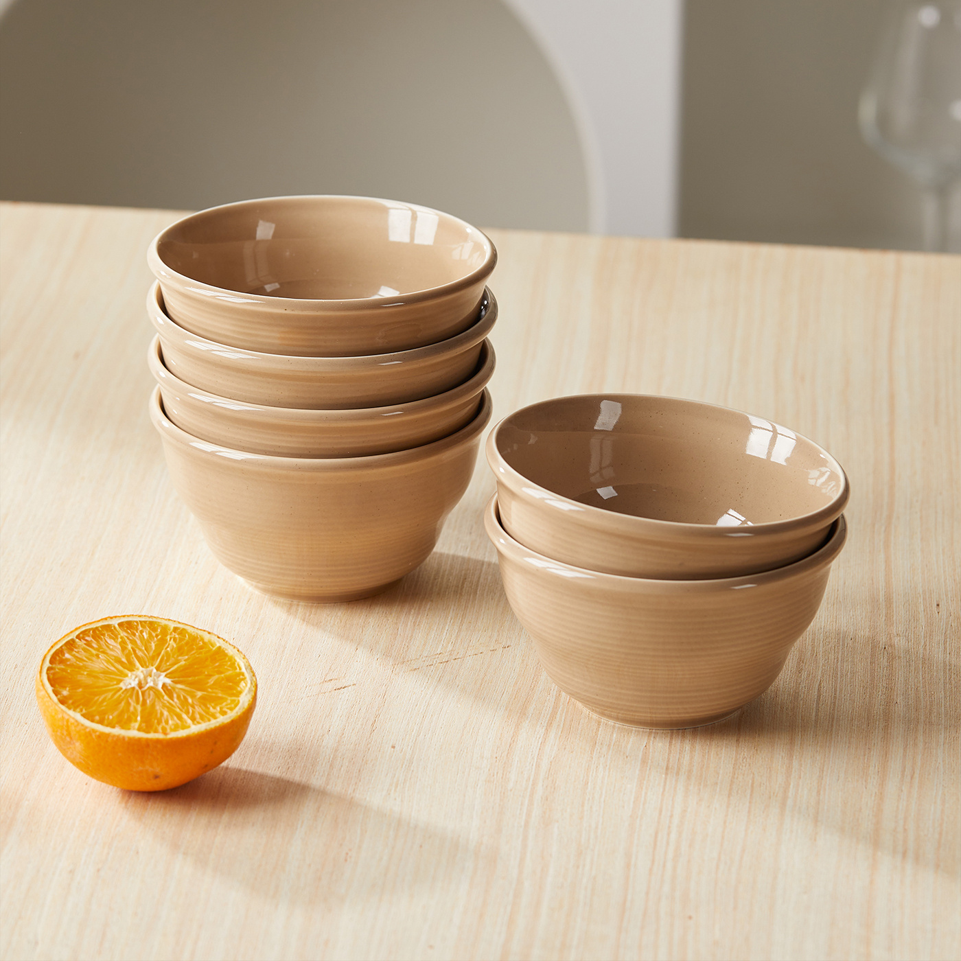 Image of 6-piece Set, 4.5-inch, Ø11.7cm, 380ml, Ceramic Bowl Set, Dessert Bowl, Fruit Bowl, Snack Bowl, Elegant Tableware, Stackable Design, , , Dishwasher And Microwave Safe, Local Stock