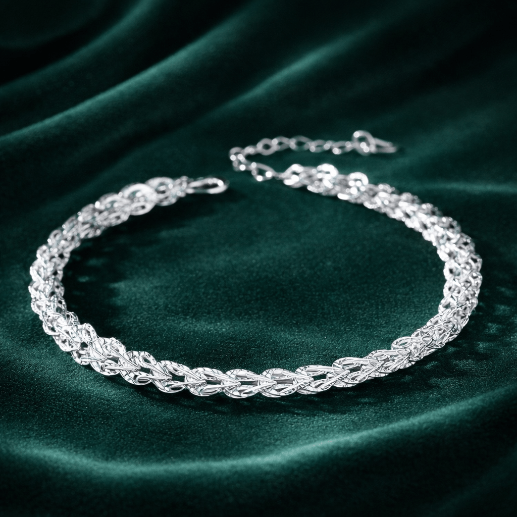 Image of 925 Silver-plated Braided Women's Bracelet – Elegant Silver Bracelet Bangle, Braided Jewelry Gift For Women, Adjustable