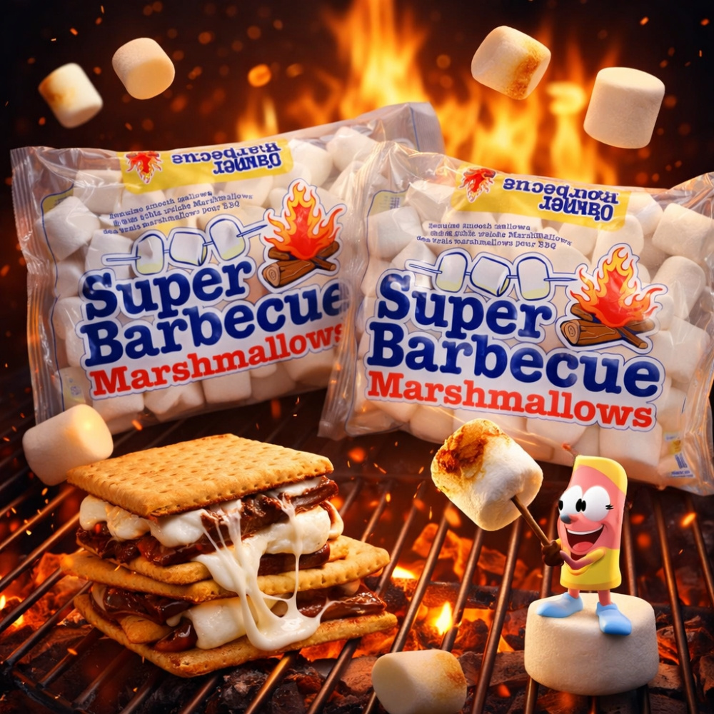 Image of 2-pack - Super Barbecue Marshmallows - Mr. Mallo - Large Bbq Marshmallows For Grilling, For S'mores & Campfires