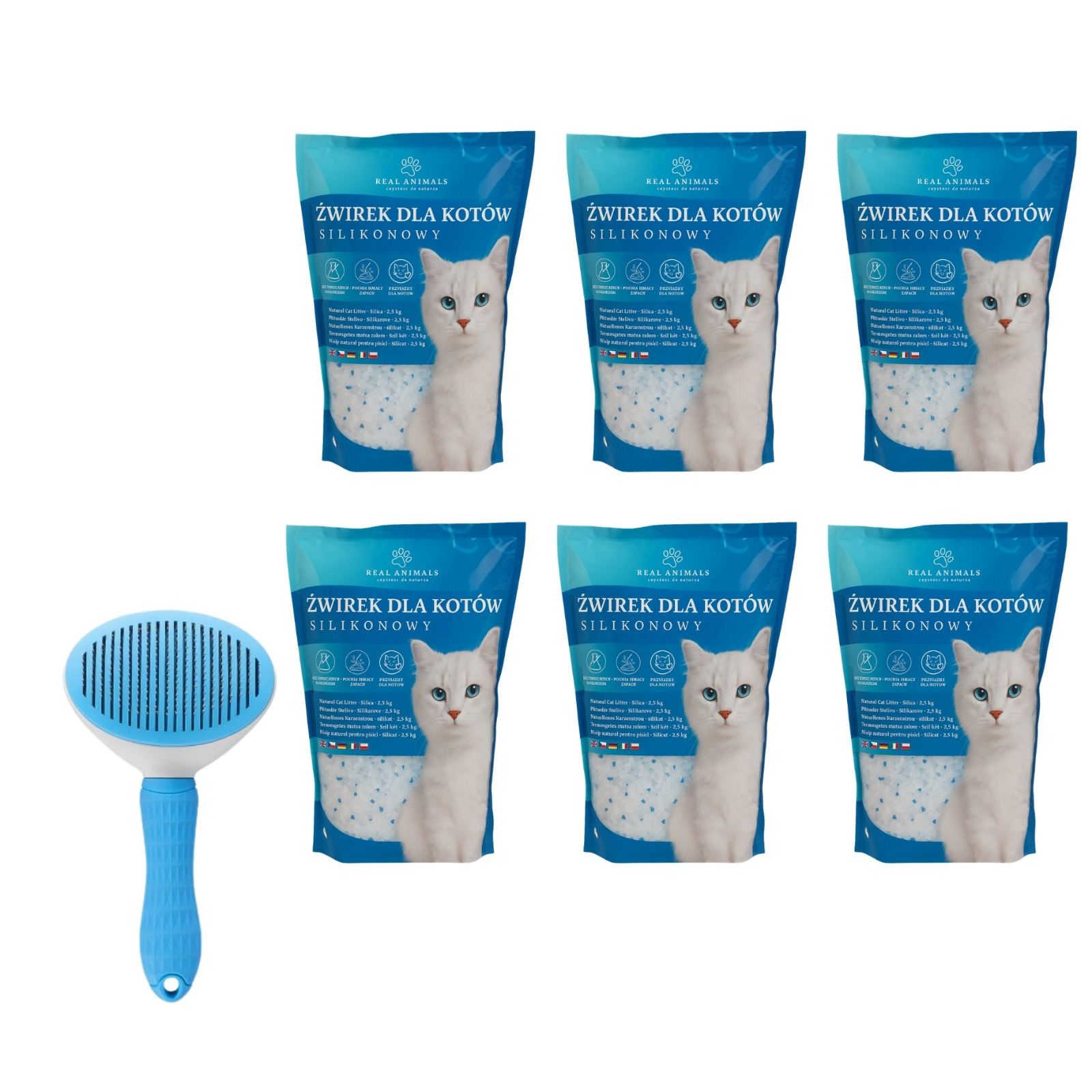 Verde 6-pack 8.4 Kg Cat Litter + Cat Brush Litter -free Non-clumping Extremely Absorbent Stops Odors Odor-neutral
