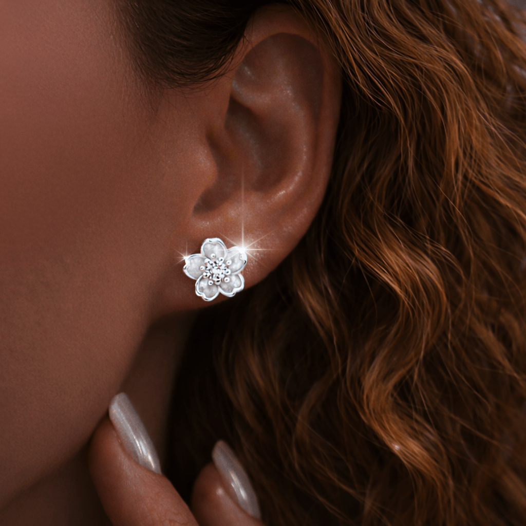 Image of 925 Sterling Silver-plated Cherry Stud Earrings With Cubic Zirconia – Earrings For Women, Fine Stud Jewelry Gift For Ladies