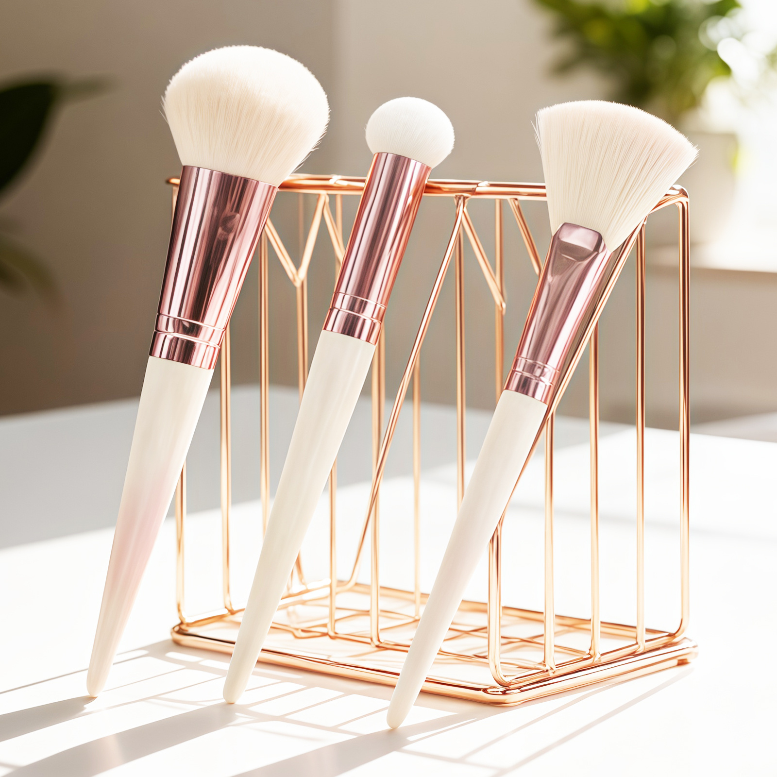 Image of 3pcs Essential Brush Set - Dense Vegan Hair Brushes For , Blush & Highlight, Ideal For Daily Use & Travel