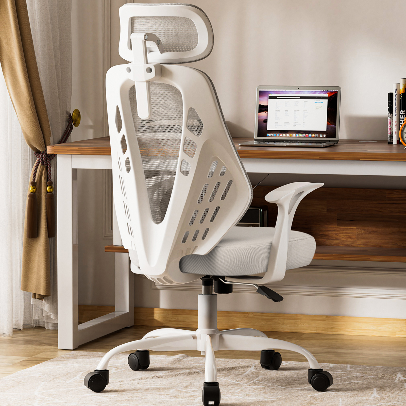 Image of Office Chair With Adjustable Armrests, Ergonomic Desk Chair With Mesh Upholstery, Lumbar Support, Height Adjustable, Padded Seat Cushion, Chair