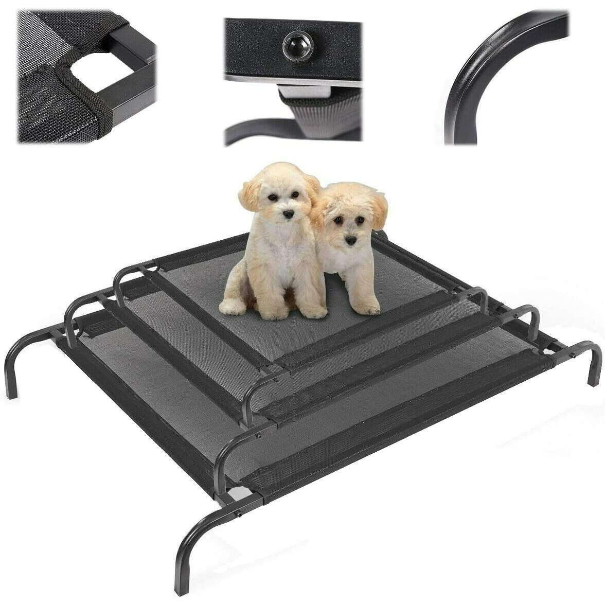 elevated pet sleep bed   cool cot folding portable waterproof raised cooling bed   elevated dog bed suitable for indoor or outdoor