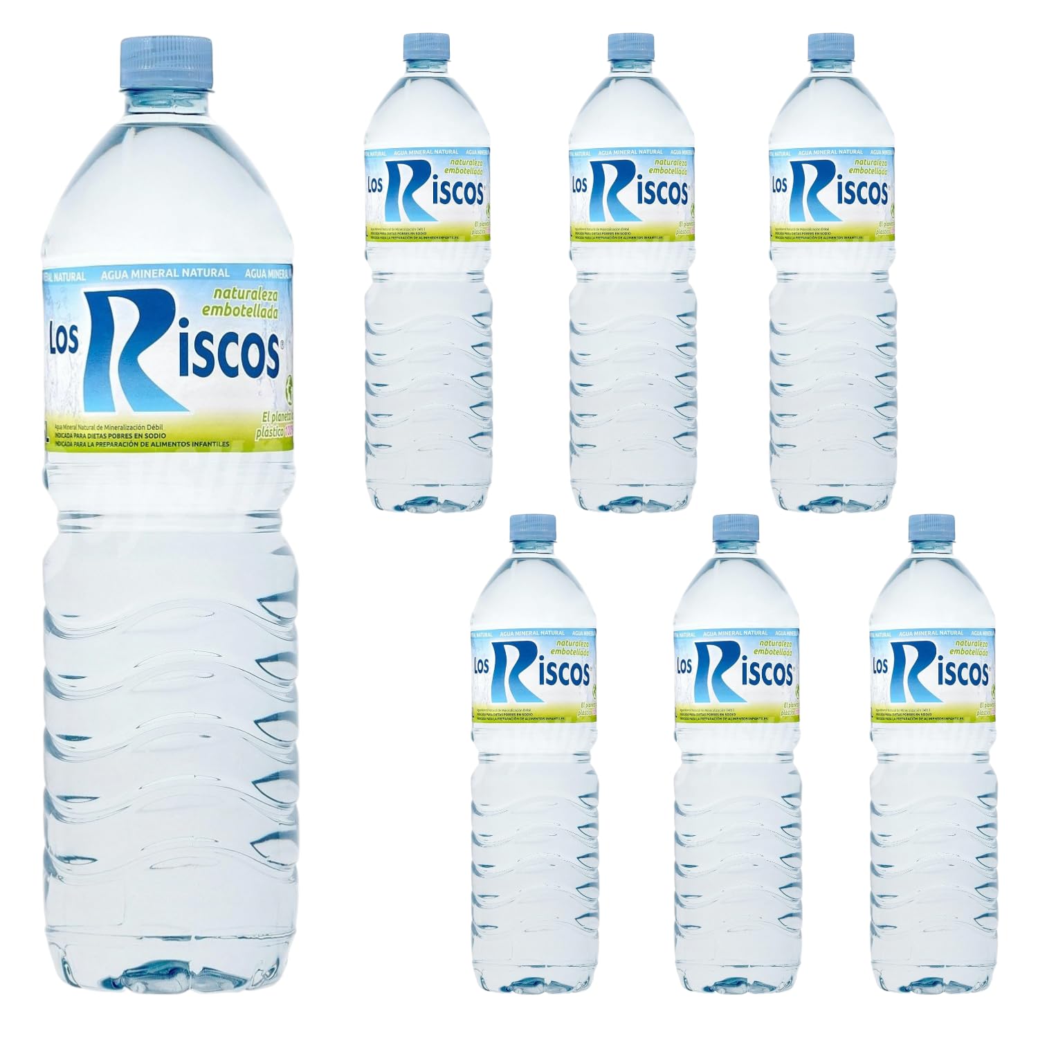 TEMU Agua Los Riscos 1, 5L Pack 6 Botellas | Agua Mineral Natural de Mineralizacion Debil | Formato Hosteleria y Consumo Diario