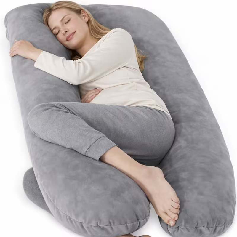 E-shop 12ft Samt U-Form Seitenschläferkissen – Großes Stillkissen & Lagerungskissen für Schwangerschaft, Körperkissen für Frauen, U-Kissen für Rücken-,
