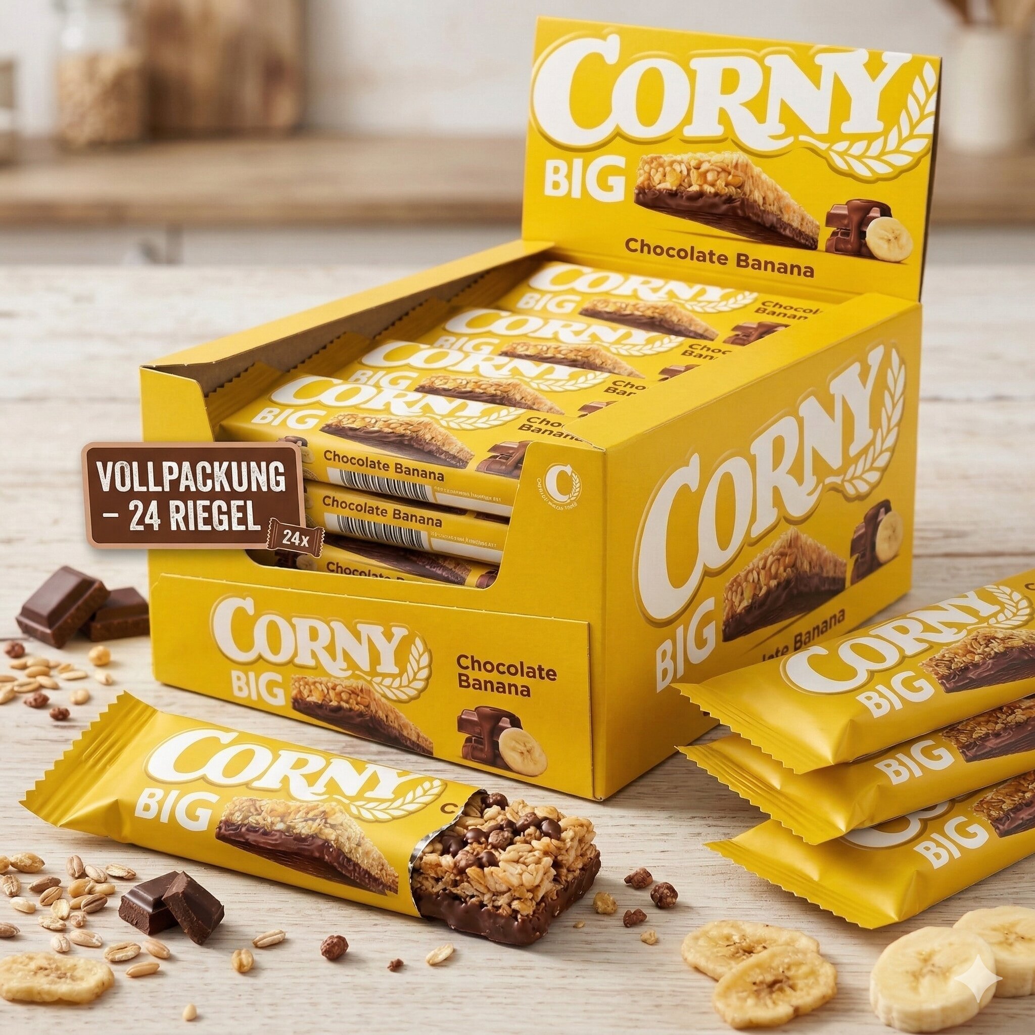 E-shop Corny BIG Schoko-Banane Müsliriegel Großpackung 24 x 50g – Knuspriger Müsliriegel mit Schokolade & Banane