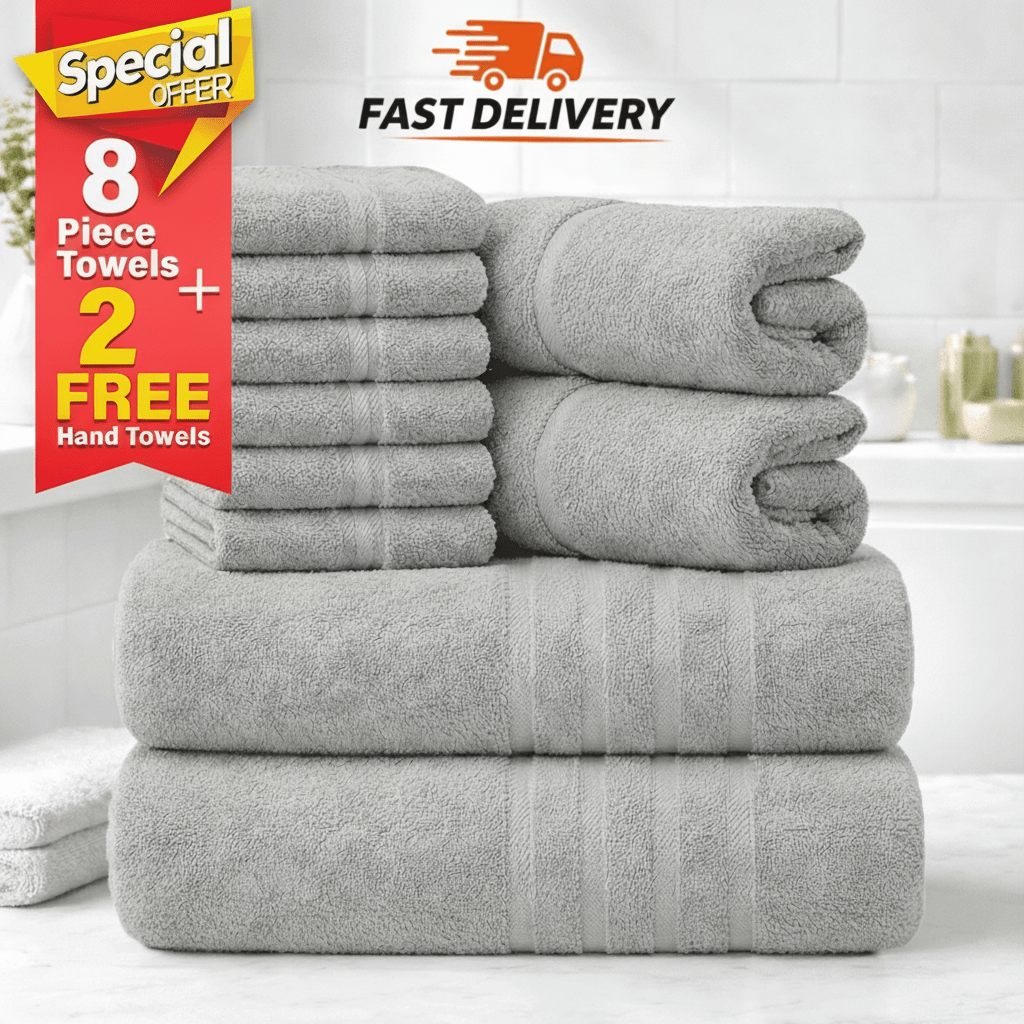 TEMU 10pcs Microfiber Towel Set For Home, Gym & Travel – Lightweight, Soft & Fast-drying Multipurpose Towels