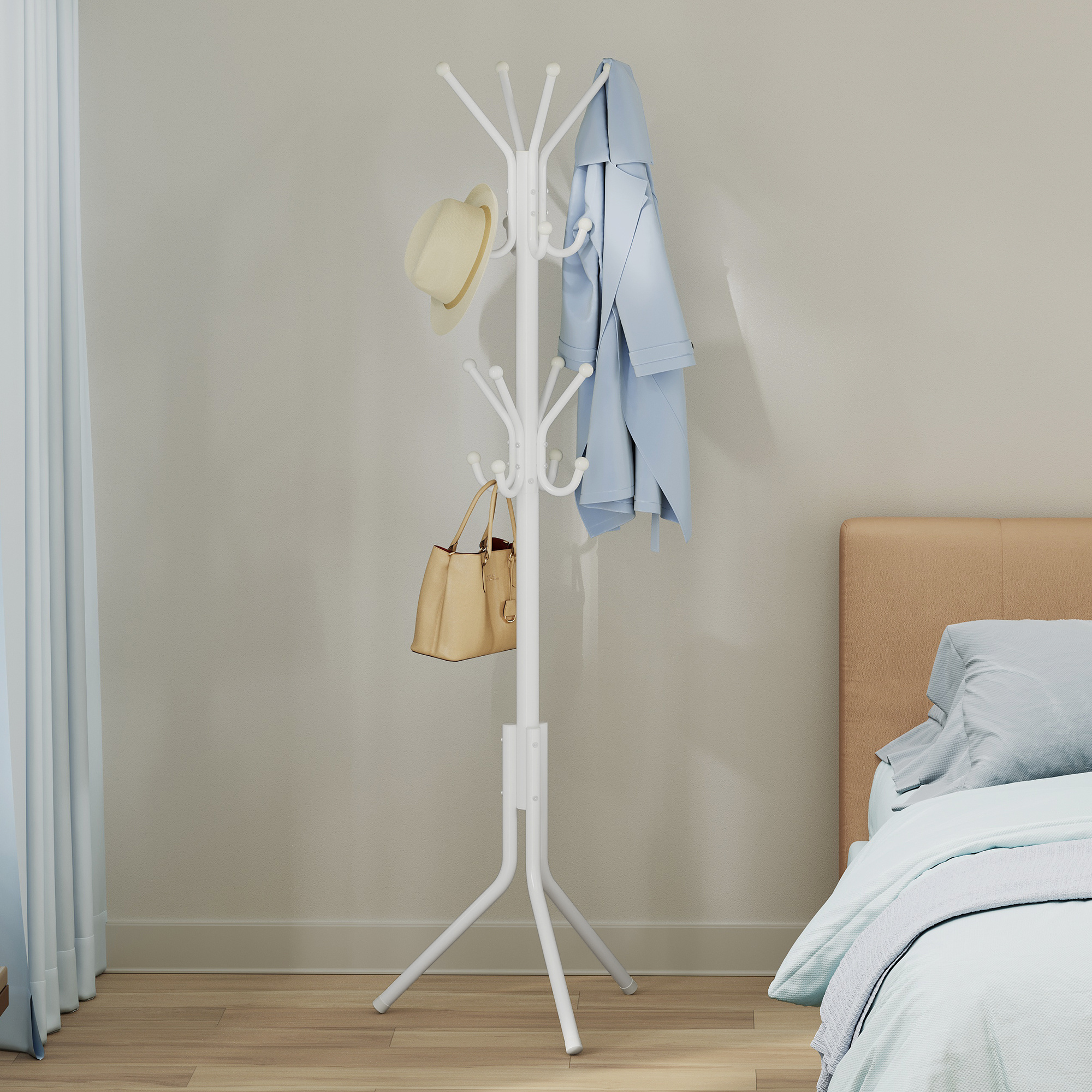 TEMU Garderobenständer aus Metall, Kleiderständer mit Haken, für Wohnzimmer, Flur, Schlafzimmer, weiß