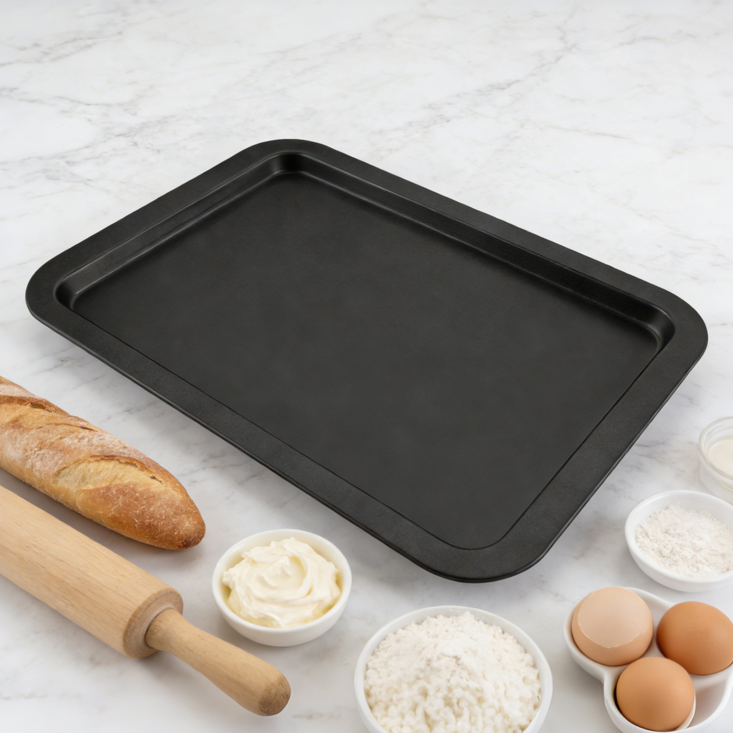 TEMU Bandeja de Horno Rectangular para Galletas|Placa de Hornear para Dulces (43×29×2cm)|Bandeja Cocina para Preparar Panecillos y Snacks|Bandeja