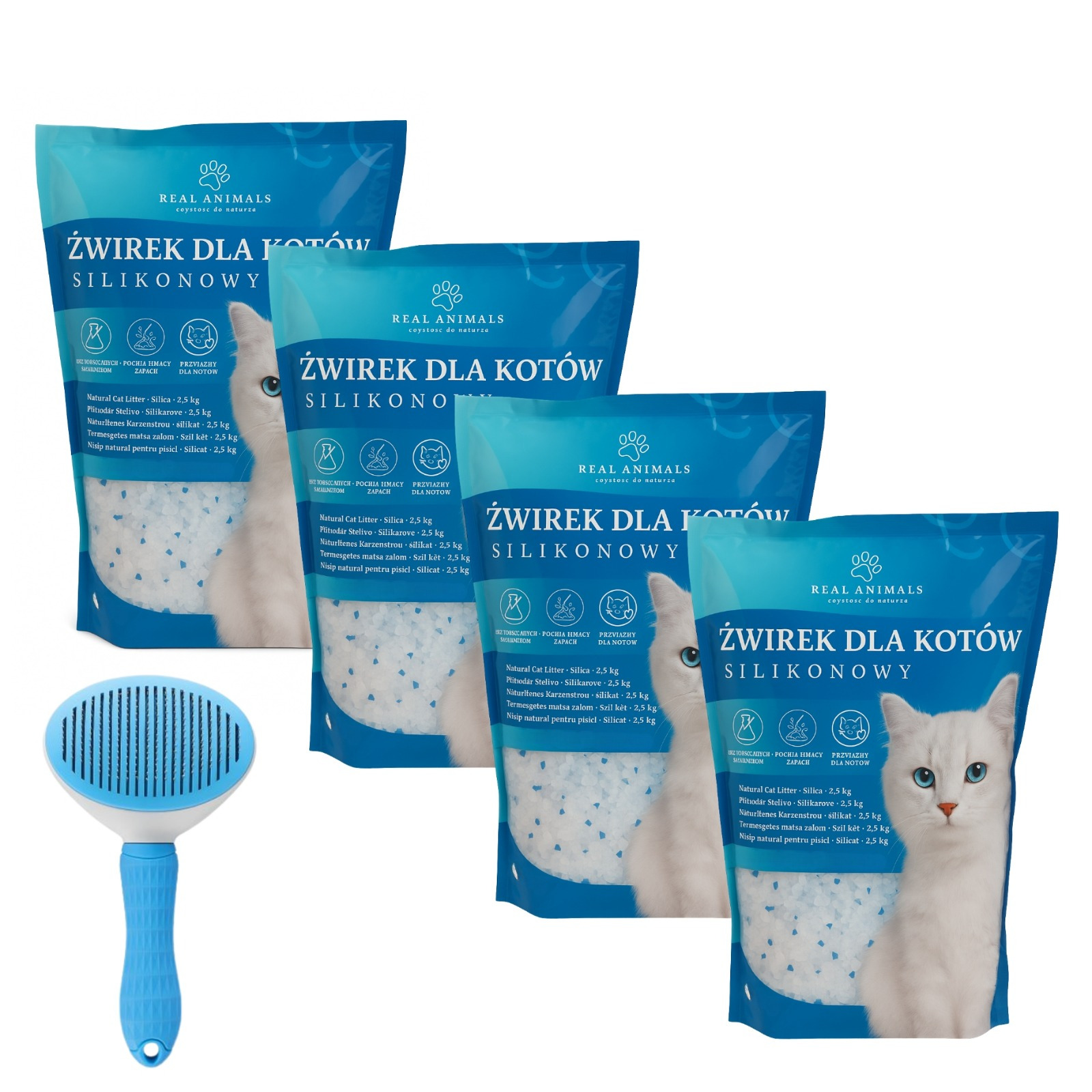 Verde 4-pack 5.6 Kg Cat Litter + Cat Brush, Non-clumping, Extremely Absorbent, Odor-stopping, Long-lasting, Odor-neutral