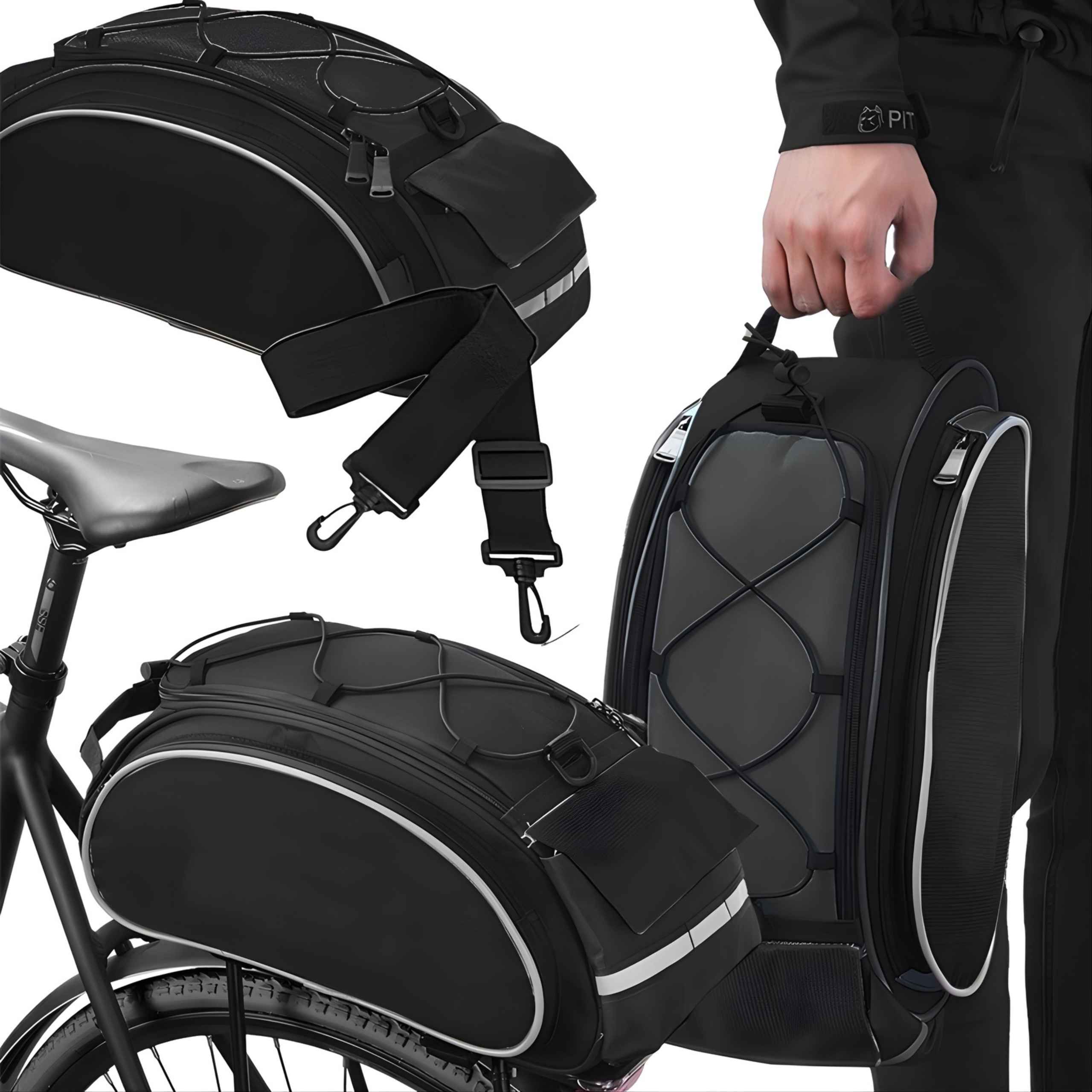 TEMU Bicycle Pannier Bag For Rear Rack Trunk On Shoulder Large Capacity For Accessories Shopping Bag For Rear Bike Rack For Mountain Bike, Bike
