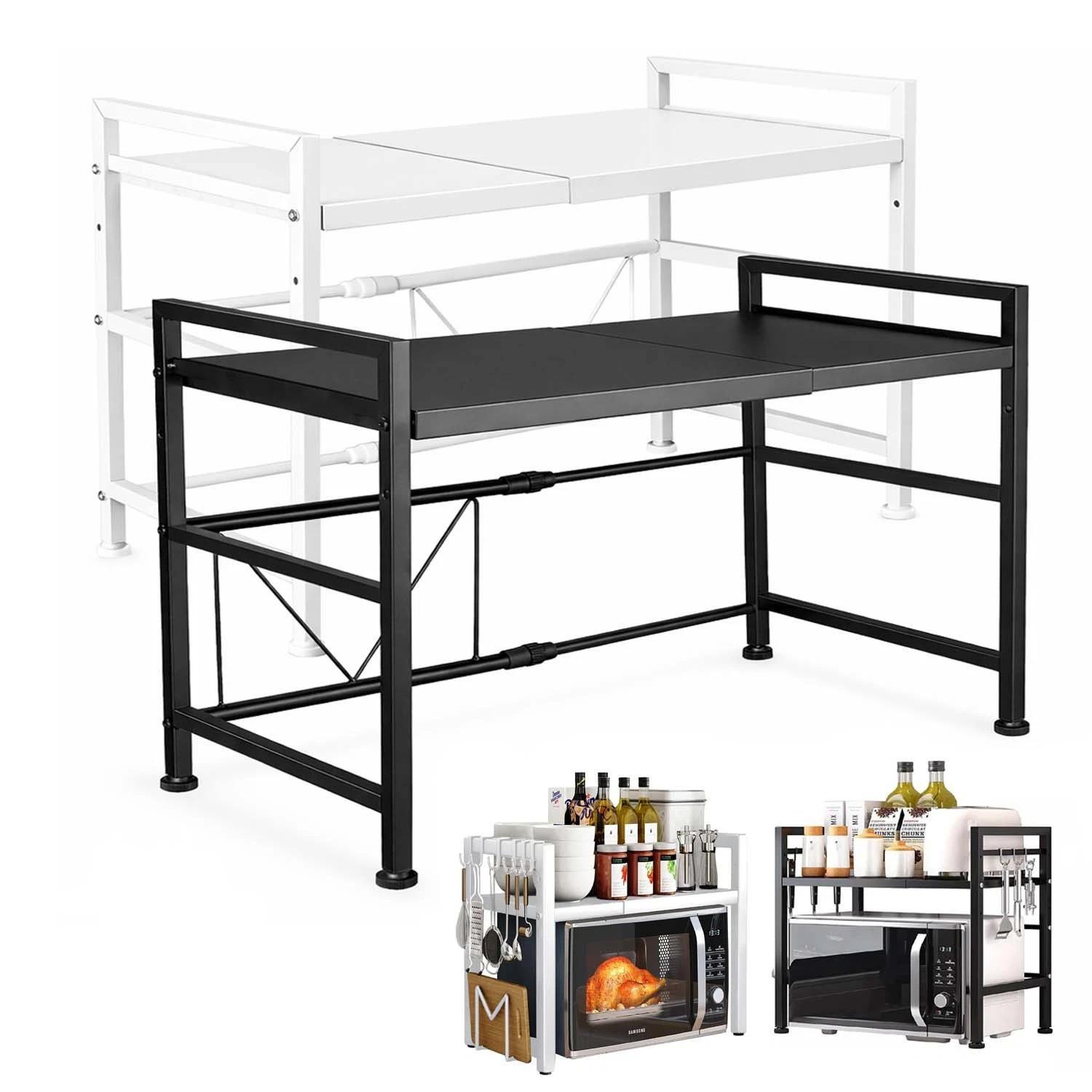 TEMU 2 Tier Expandable Microwave Shelf Kitchen Storage Rack Countertop Stand