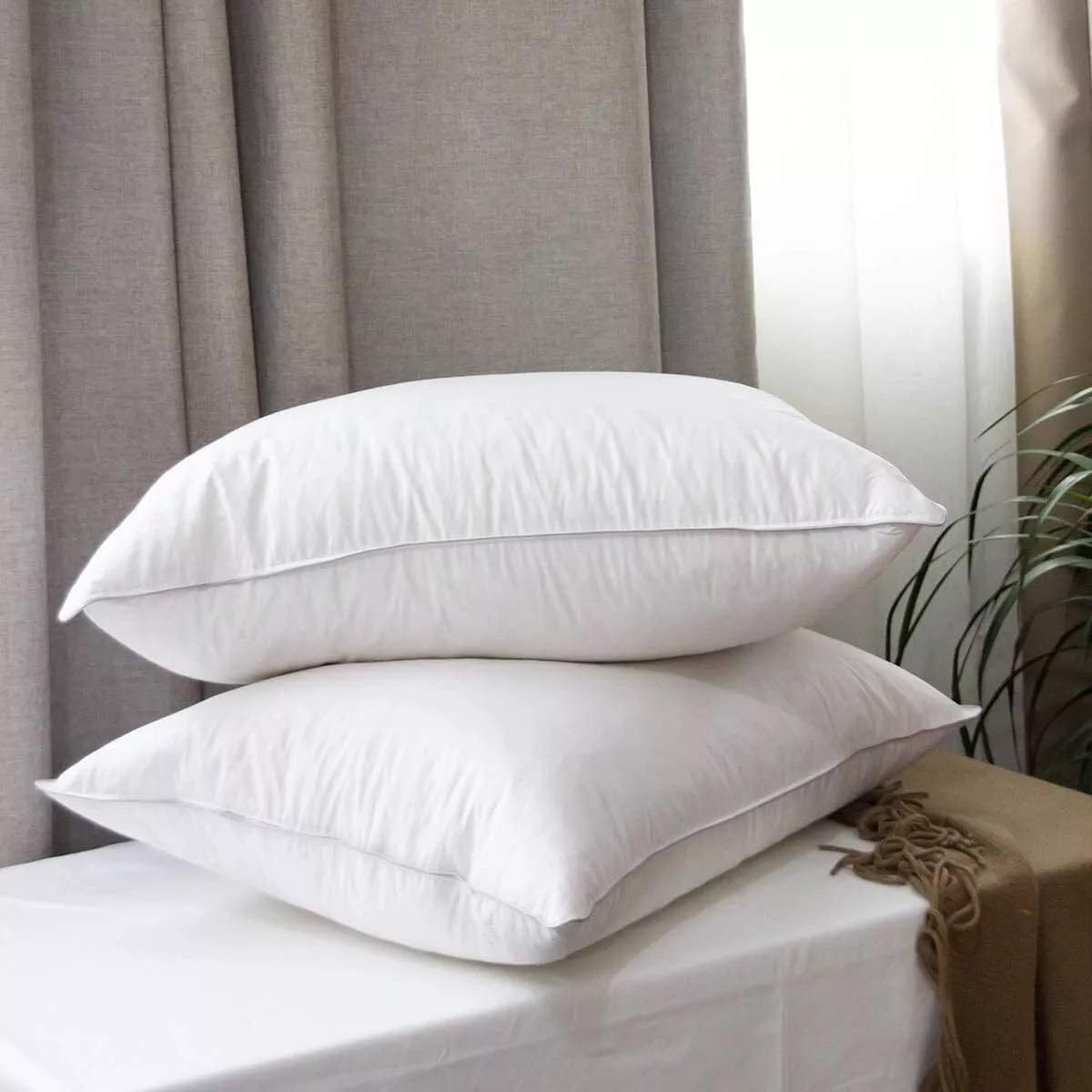 Pack of 4 Duck Feather Pillows Hotel Quality (Standard Size) - Luxury Down Pillows Extra Soft Filling Filled in 100% Cotton Cover (White, 48 * 74)
