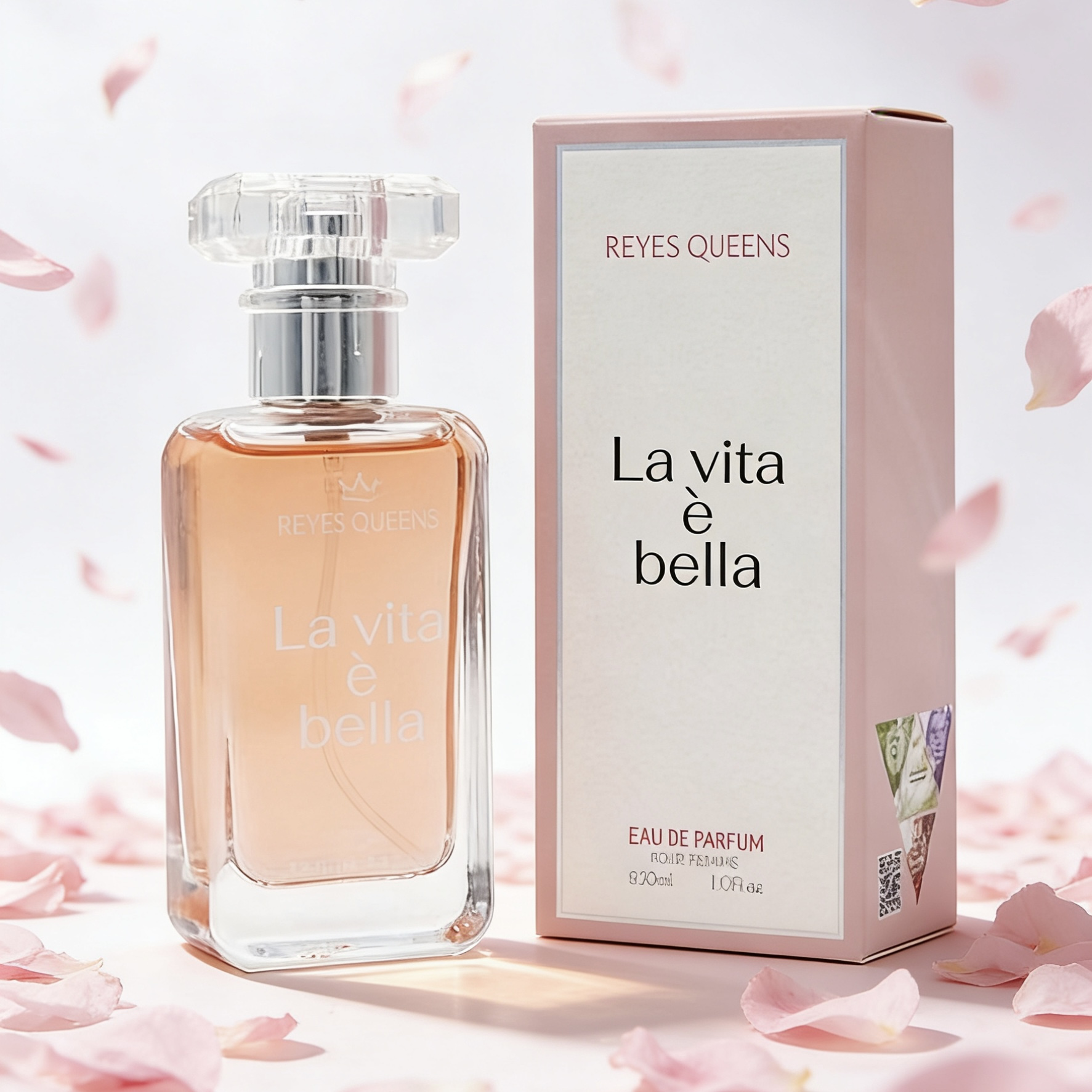 E-shop Queens La vita Eau de Parfum 30ml | Süßlicher blumiger Duft für Frauen | Pfirsich, Jasmin & Vanille Parfüm für tägliche Freude & besondere