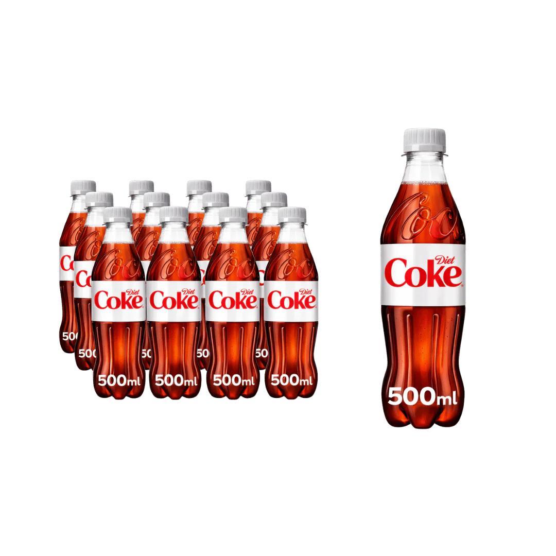 TEMU Diet Coke Soft Drink Plastic Bottle Pack Of 12 X 500ml