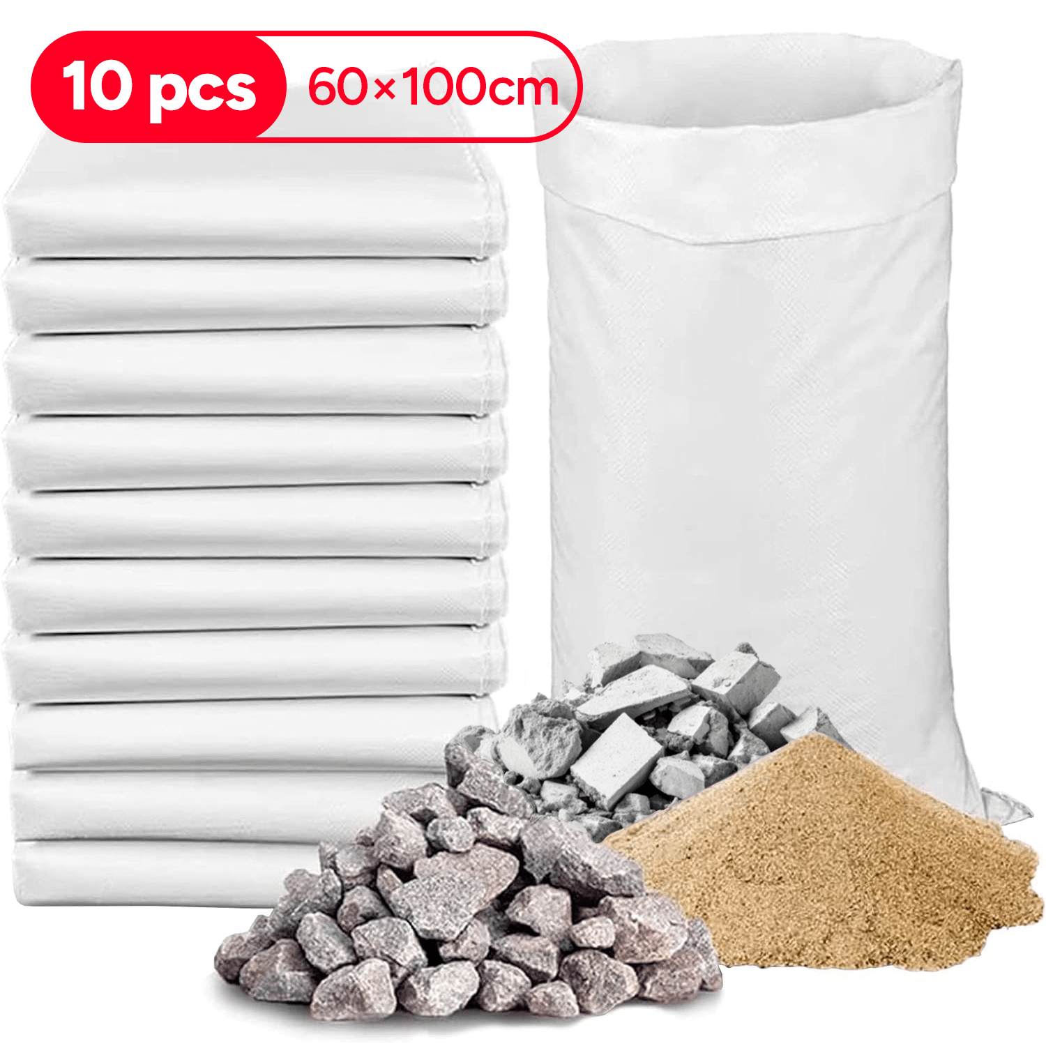 TEMU Sacs en jute, sacs en , sacs en polypropylène, sac renforcé et , réutilisable et polyvalent, charge de plus de 50 kg, grande taille 60 x 100 cm,