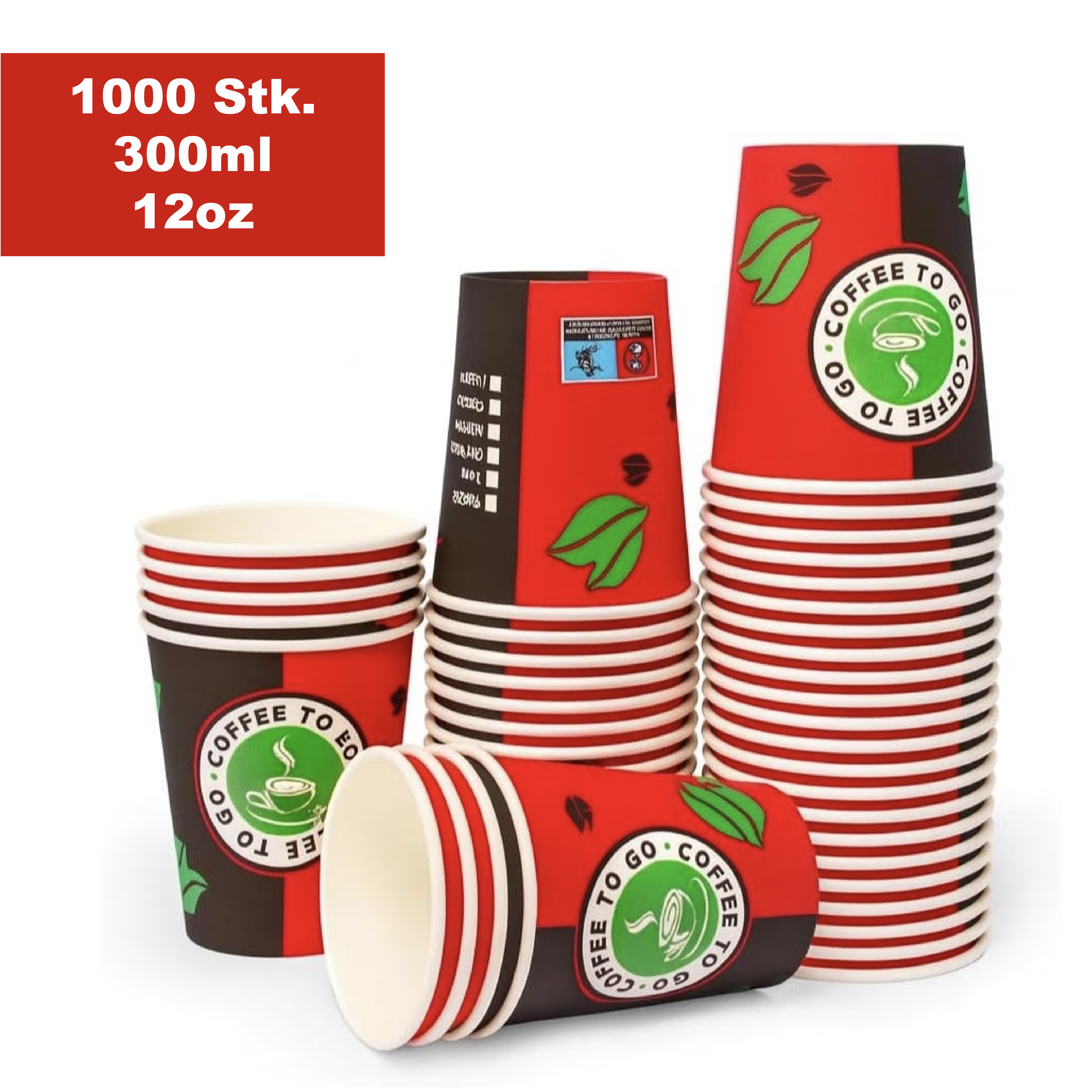Paper Cups 300ml - 1000 Coffee To Go Cups - Coffee Cups 0.3l 12oz Suitable For Hot And Cold Drinks Coffee Cups