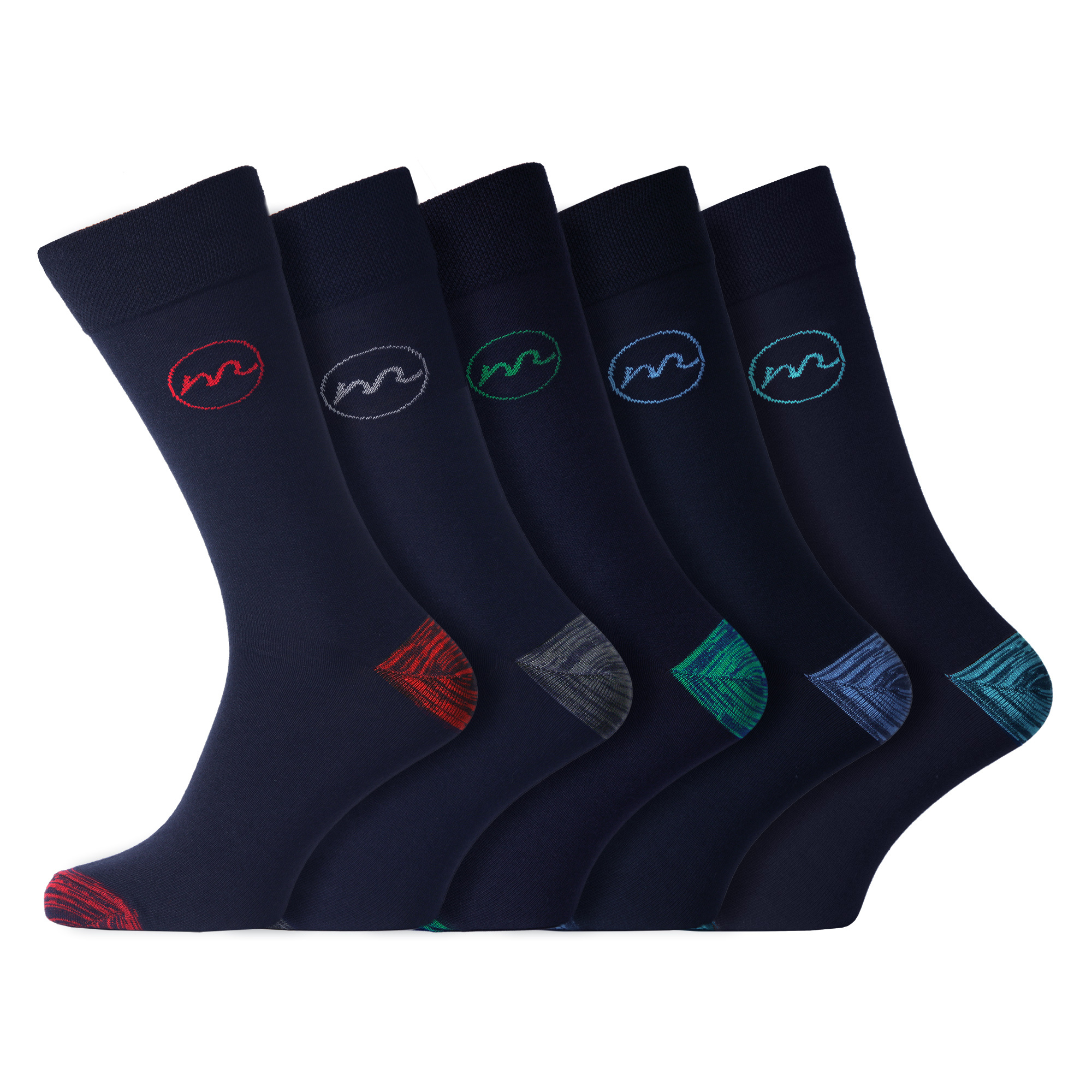 TEMU Men’s 5 Pack Socks – Coloured Heel Design, Honeycomb Gentle , Non Binding Soft Breathable , Size 6–11