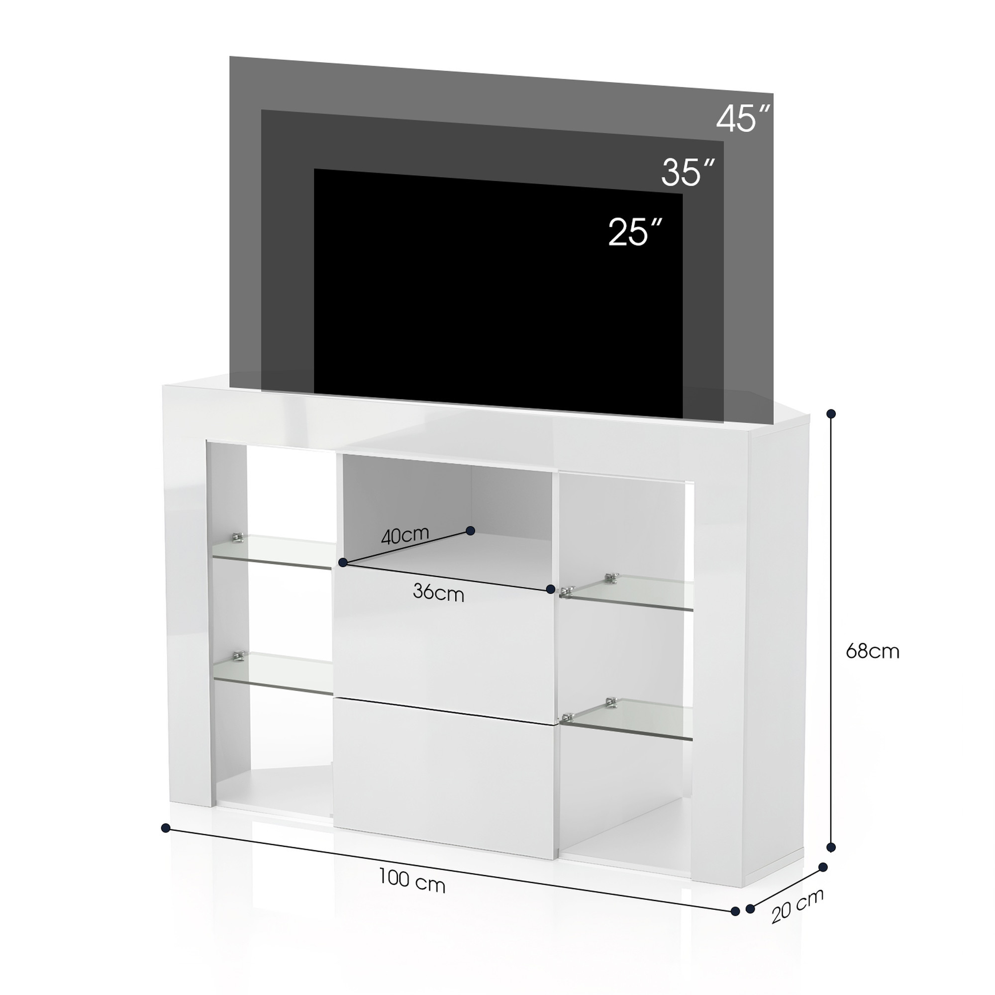 TV-Eckschrank – Stimmungsbild mit LED-Licht