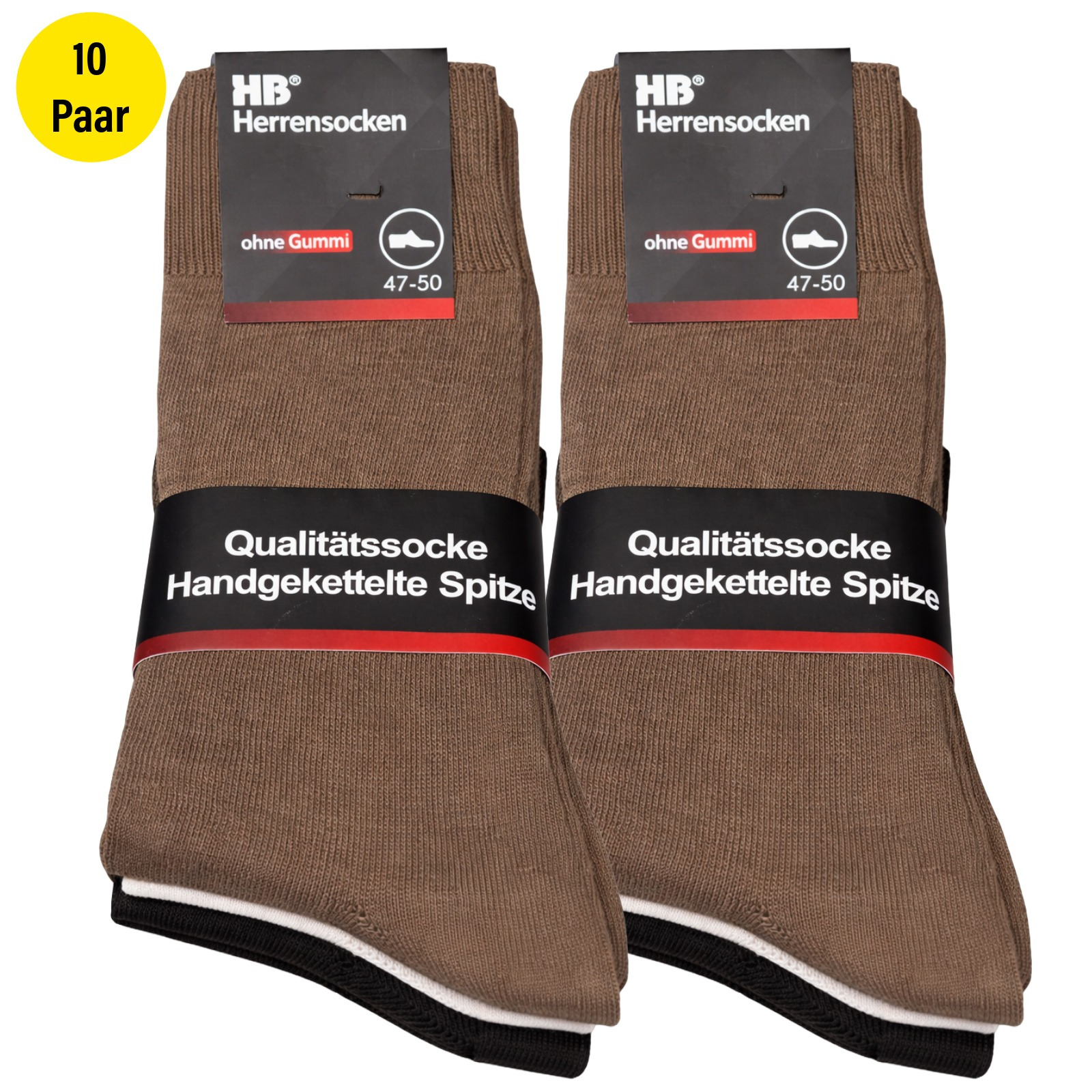 Men's Socks 10 Pairs Brown Socks Men's Size 47–50 – Comfortable Everyday Socks For Men
