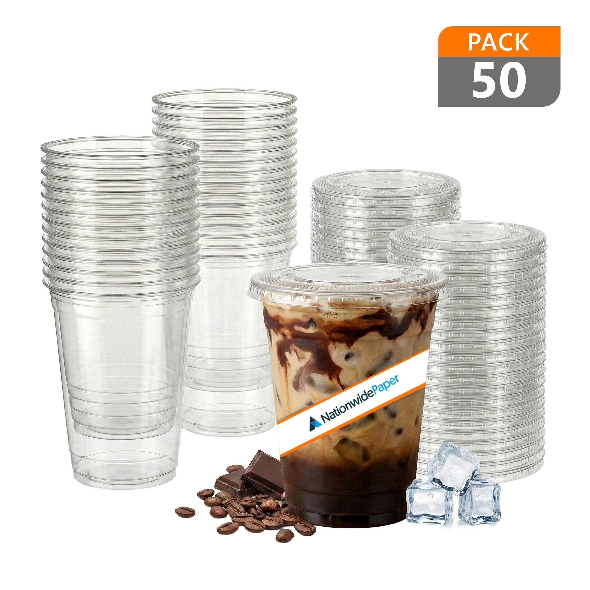 TEMU Paper 10oz Smoothie Cups With Flat Lids, Perfect For Iced Coffee, Milkshake, , Ice Cream, Razzle, Slush, Smoothy, Party's - Pack Of 50