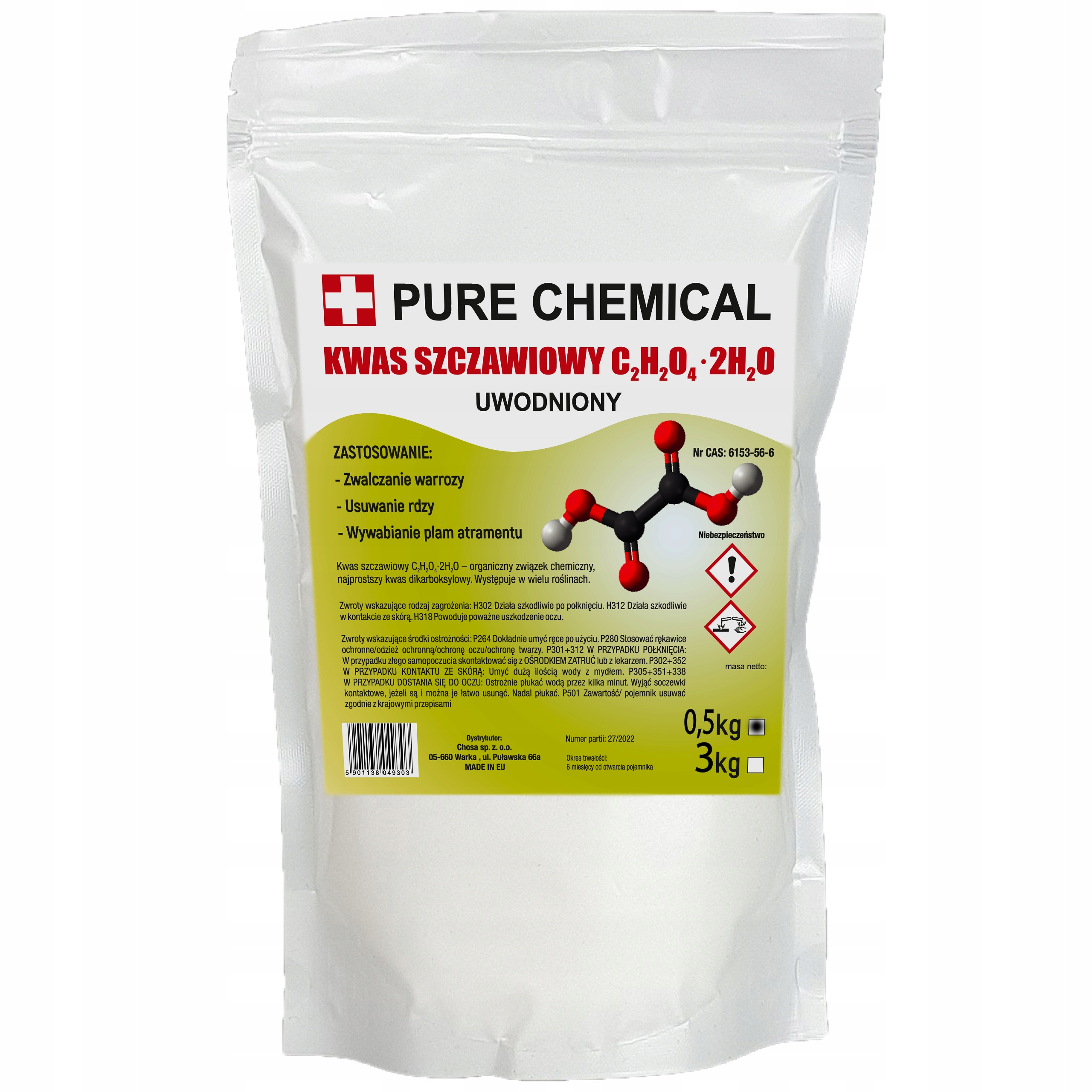 Image of Acid 0.5kg – C₂h₂o₄·2h₂o,acid, Technical Chemical Substance | Pure Chemical