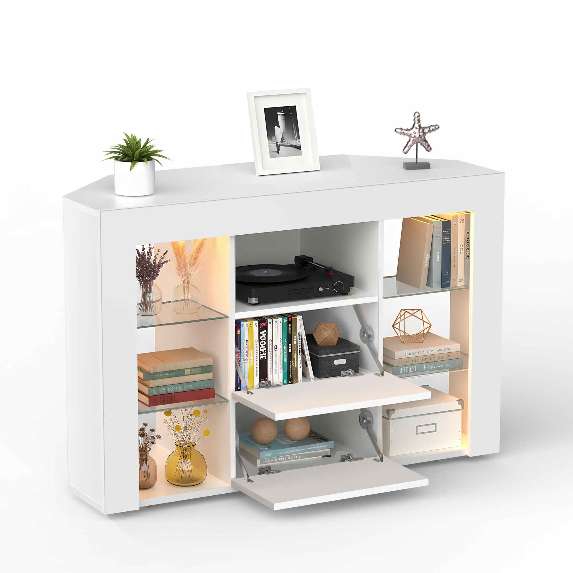 TV-Eckschrank – Glasfront Detailansicht