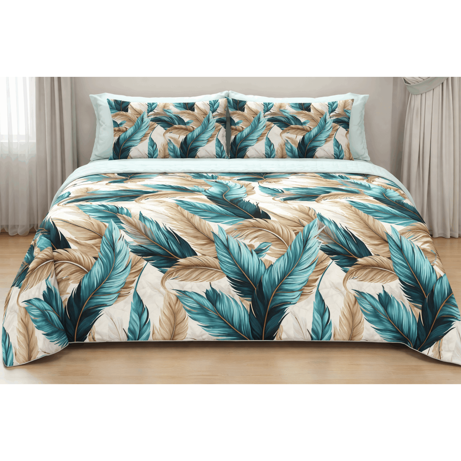 TEMU Tropical Matrimonial Bedspread 260x270 Lightweight Summer Soft Elegant 250gr High Quality