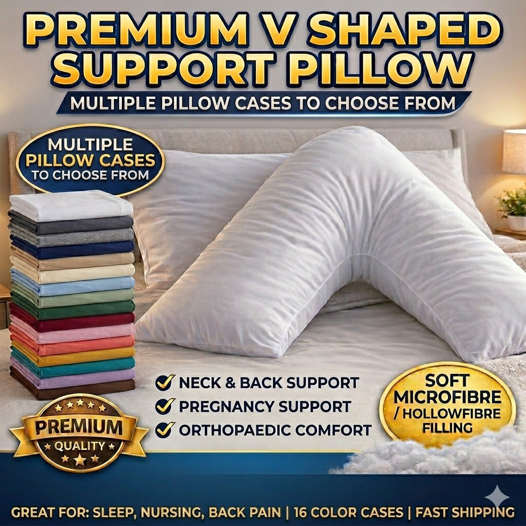v pillow with pillowcase orthopaedic   pillows for adults nursing maternity pregnancy with microfibre cover extra polyester fibre cushioning to supports neck head back