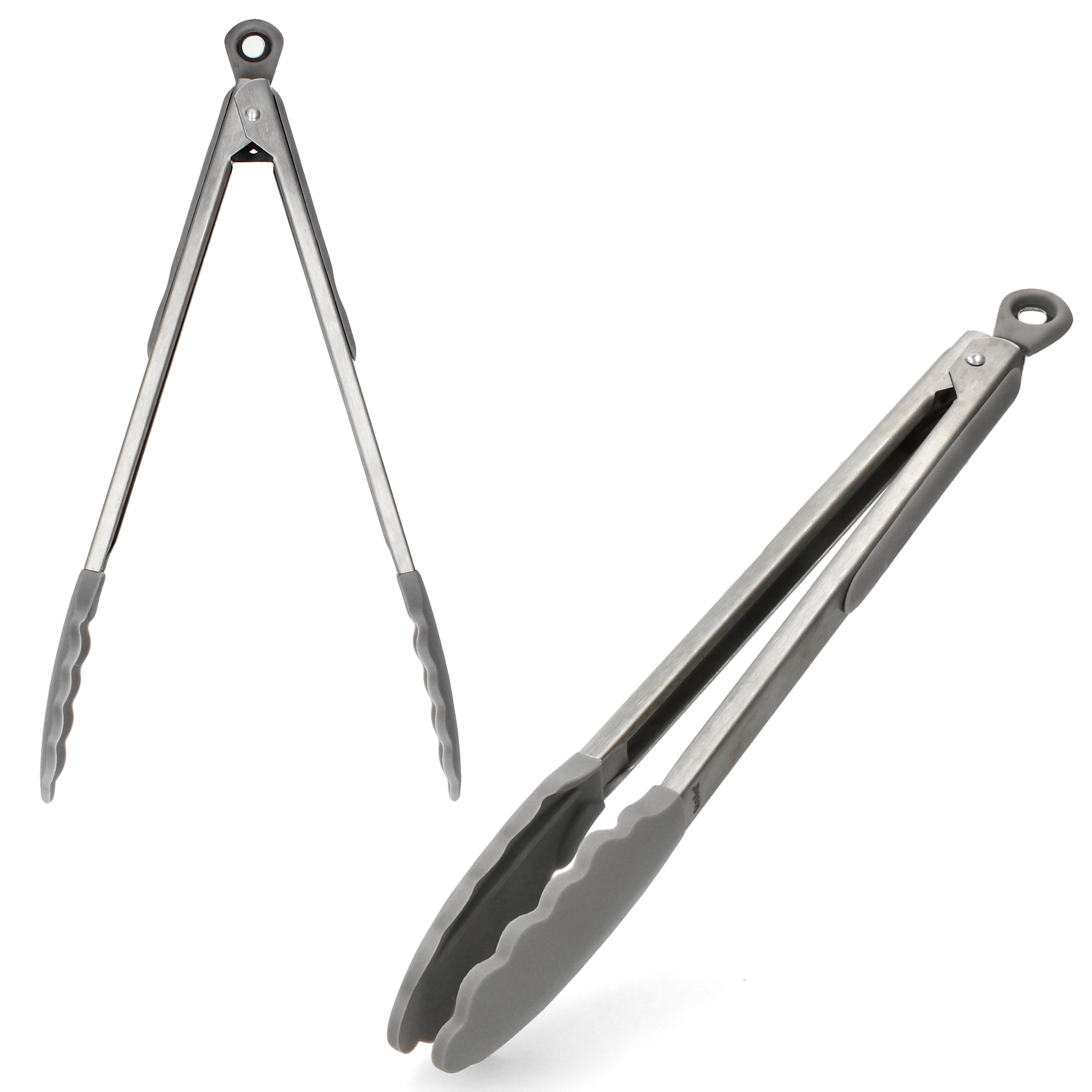 Image of 2x Kitchen Tongs Grey L35cm Meat Tongs Grilling Cooking Accessories Noodles