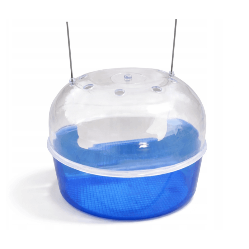 Hanging Bird Bath For Land With Dome - Cage Basin, Transparent Semi-circular, For , Parakeets, Zebra - Feather Hygiene And Play